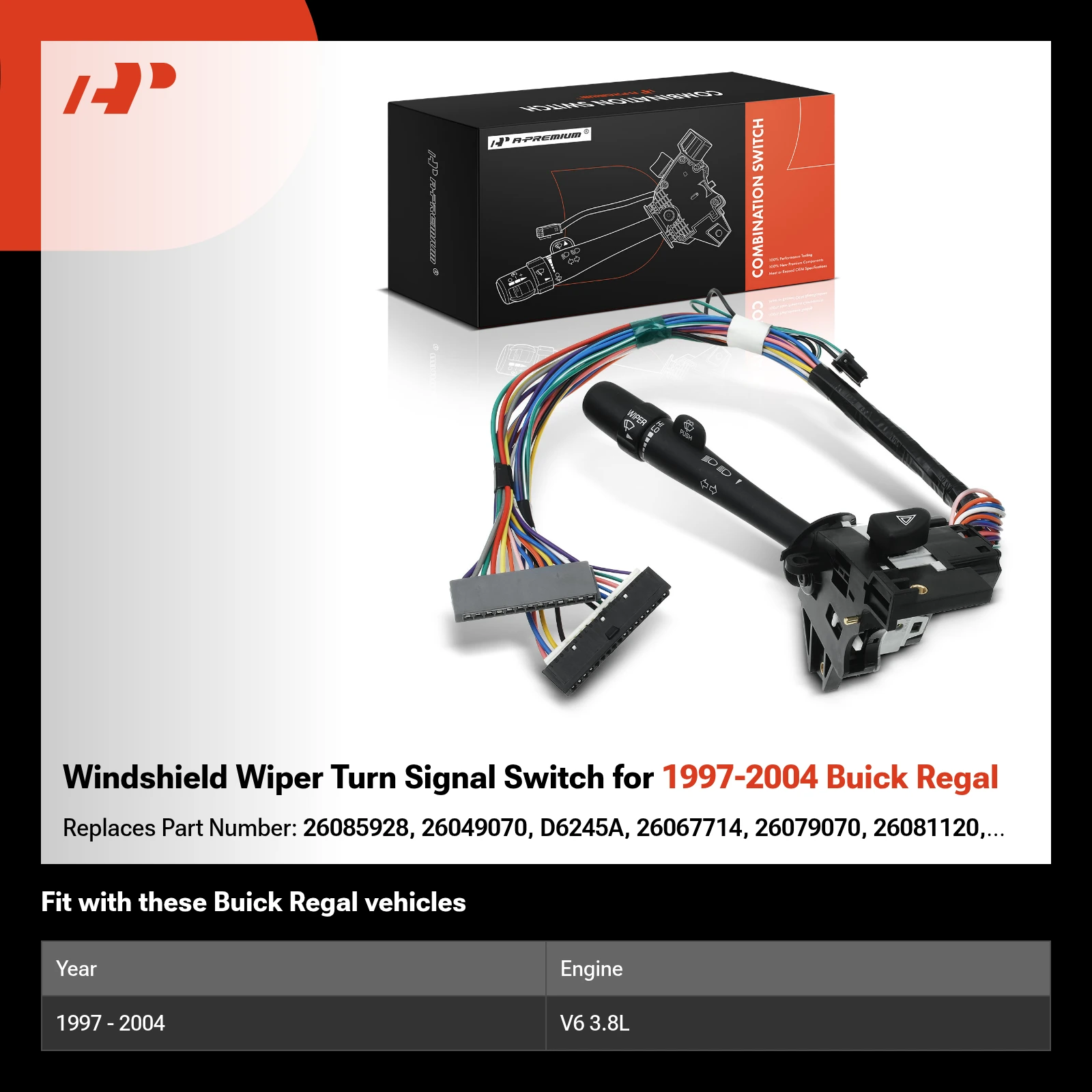 Windshield Wiper Turn Signal Switch for 1997-2004 Buick Regal