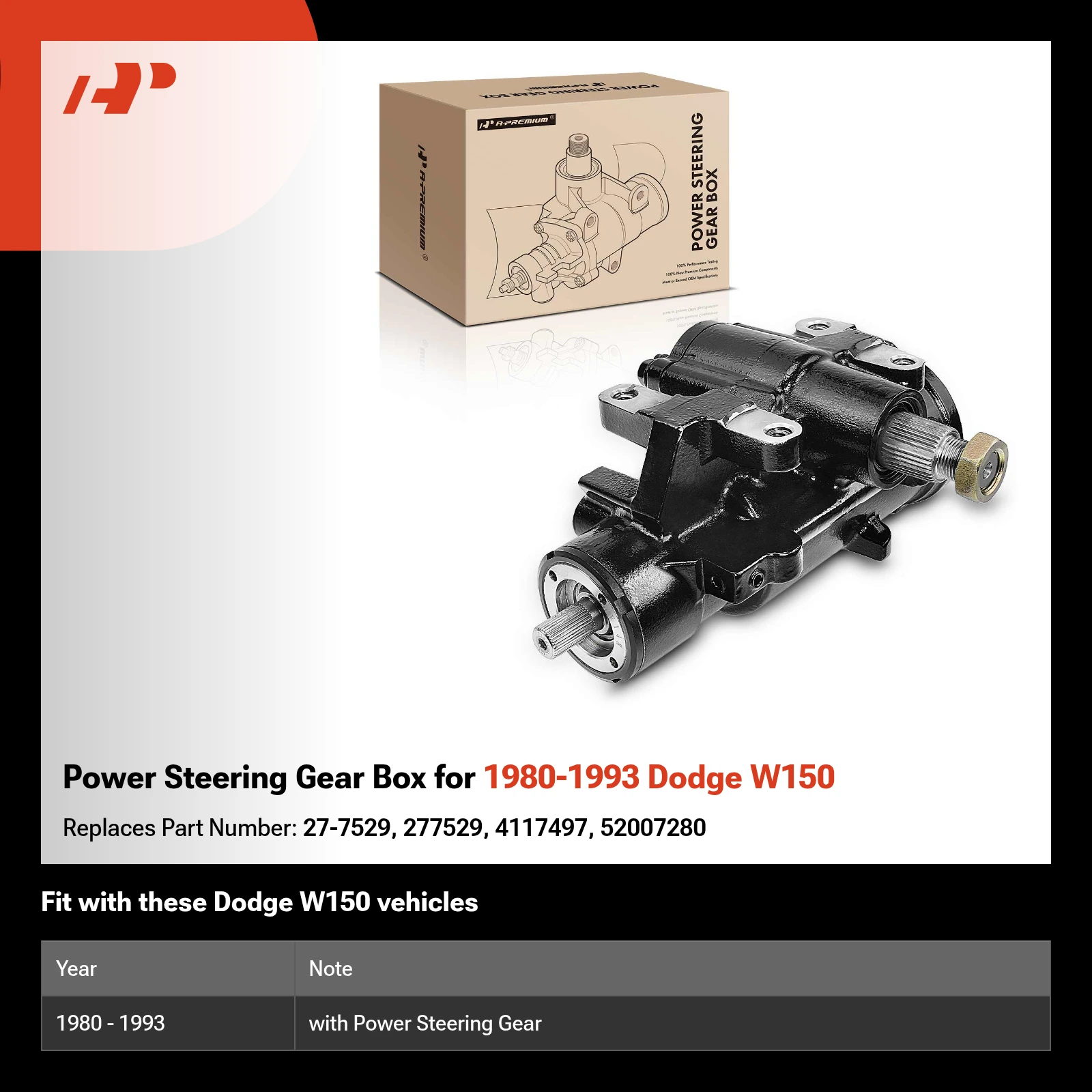 Power Steering Gear Box for 1980-1993 Dodge W150