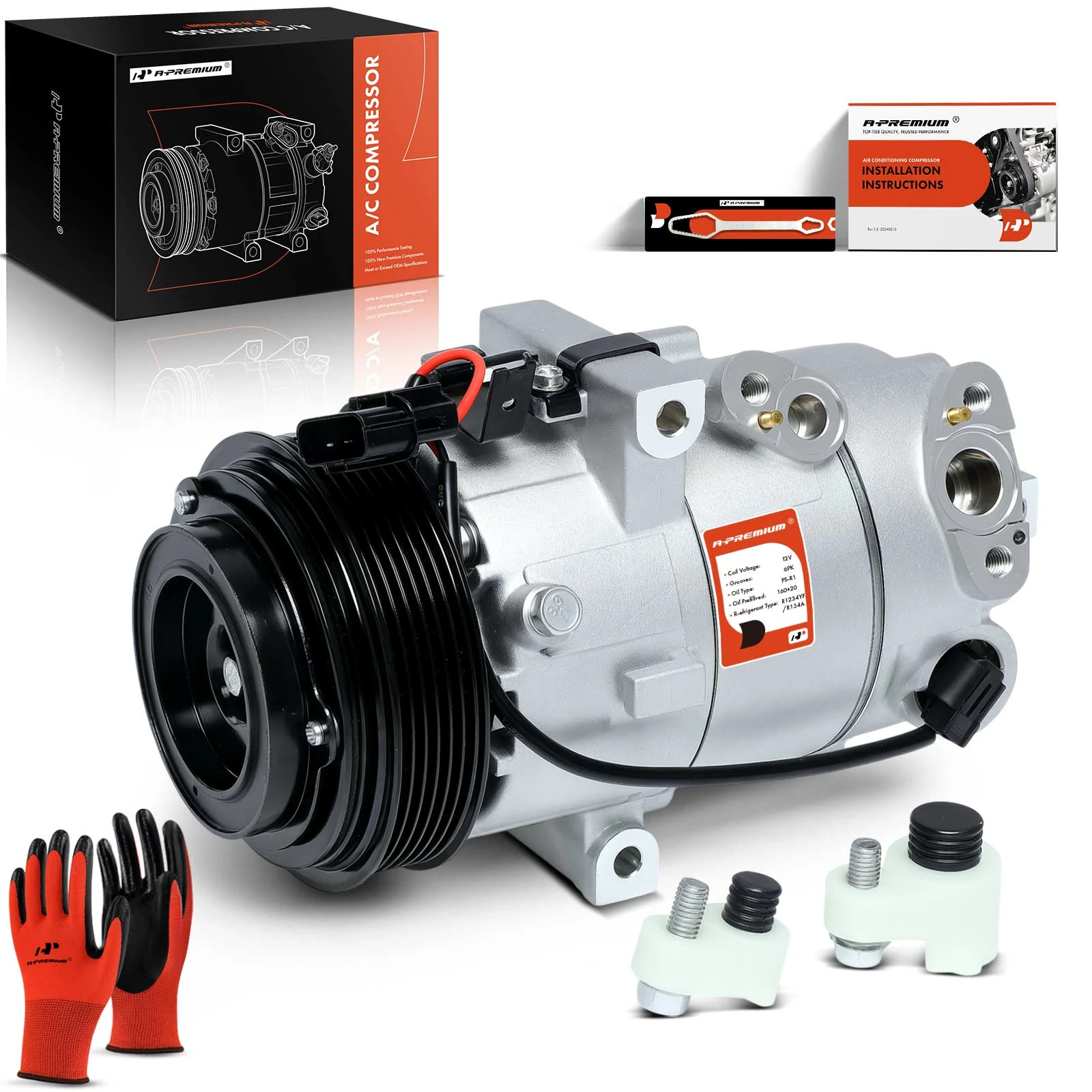 2020-2022 Hyundai Accent AC Compressor with Clutch with 6-Groove Pulley A-Premium APACC851