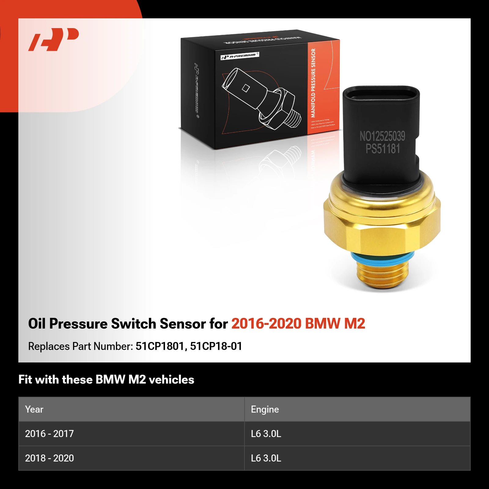 Oil Pressure Switch Sensor for 2016-2020 BMW M2