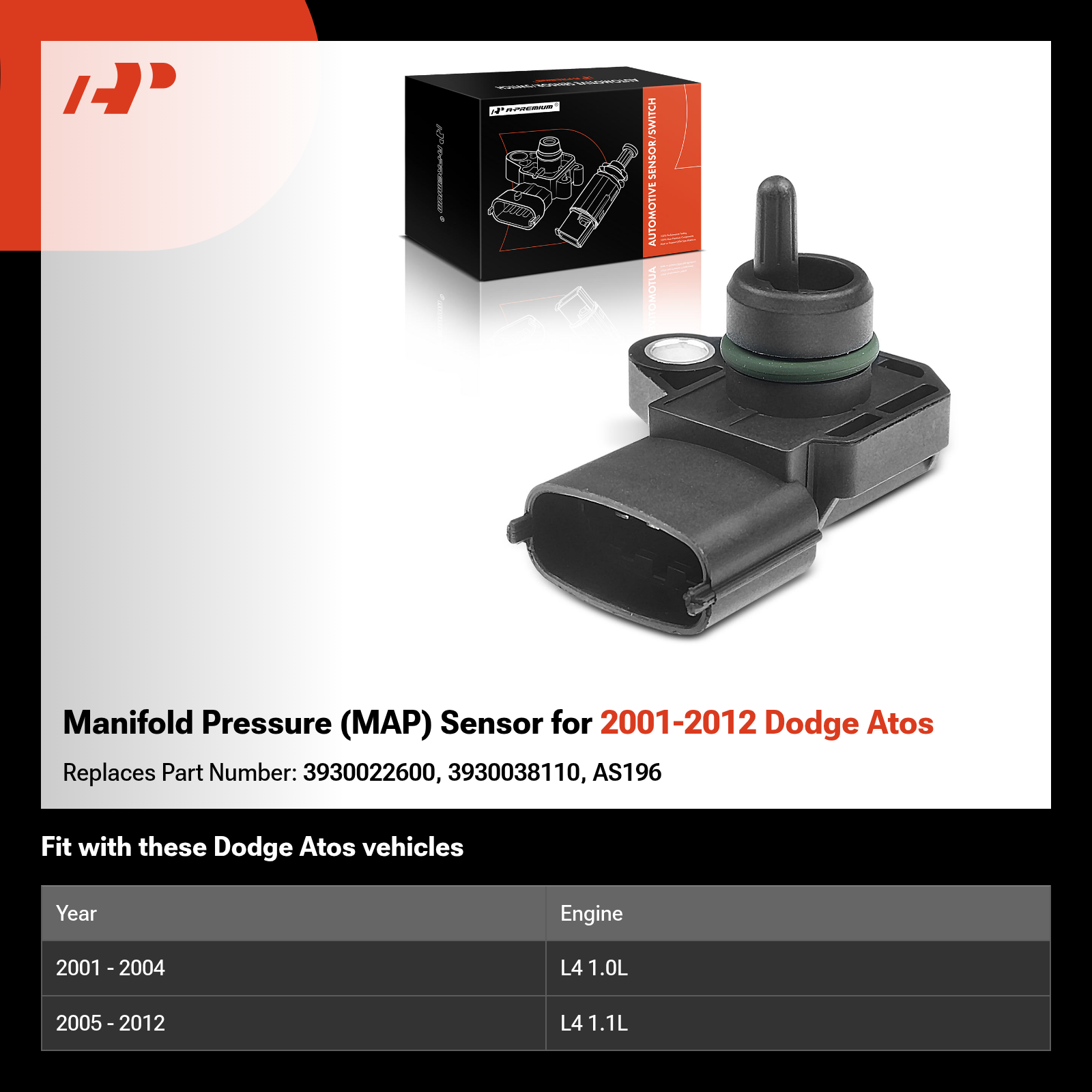 Manifold Pressure (MAP) Sensor for 2001-2012 Dodge Atos