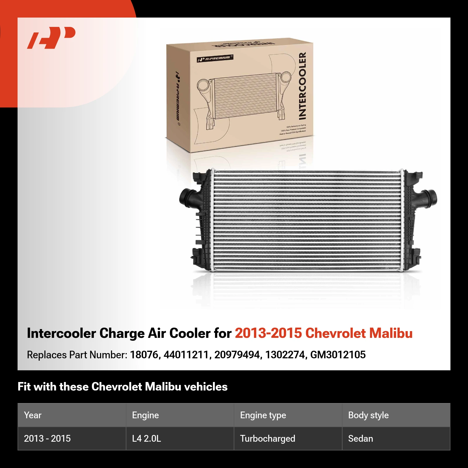 Intercooler Charge Air Cooler for 2013-2015 Chevrolet Malibu