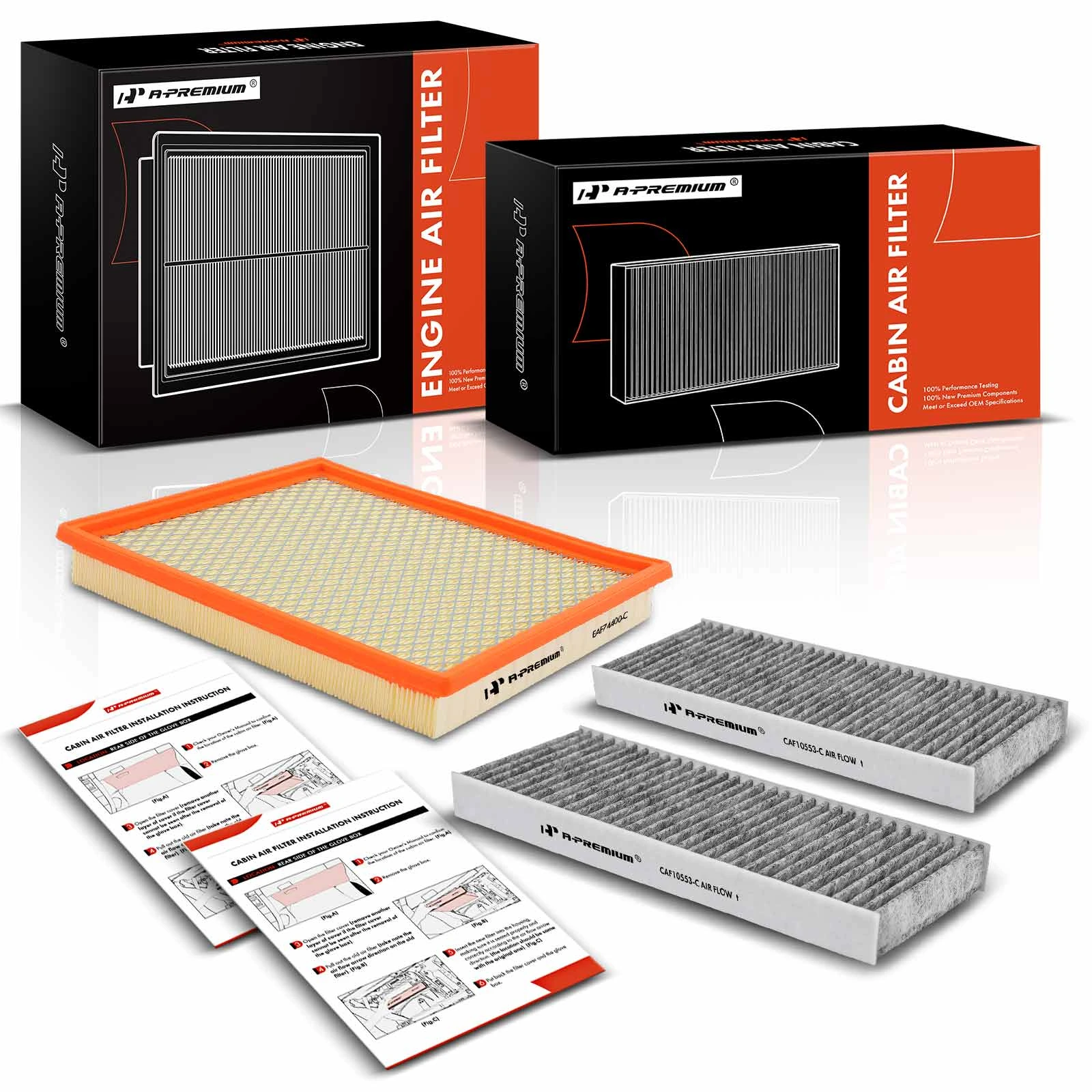 3 Pcs Engine & Activated Carbon Cabin Air Filter for 2009-2012 Suzuki Equator