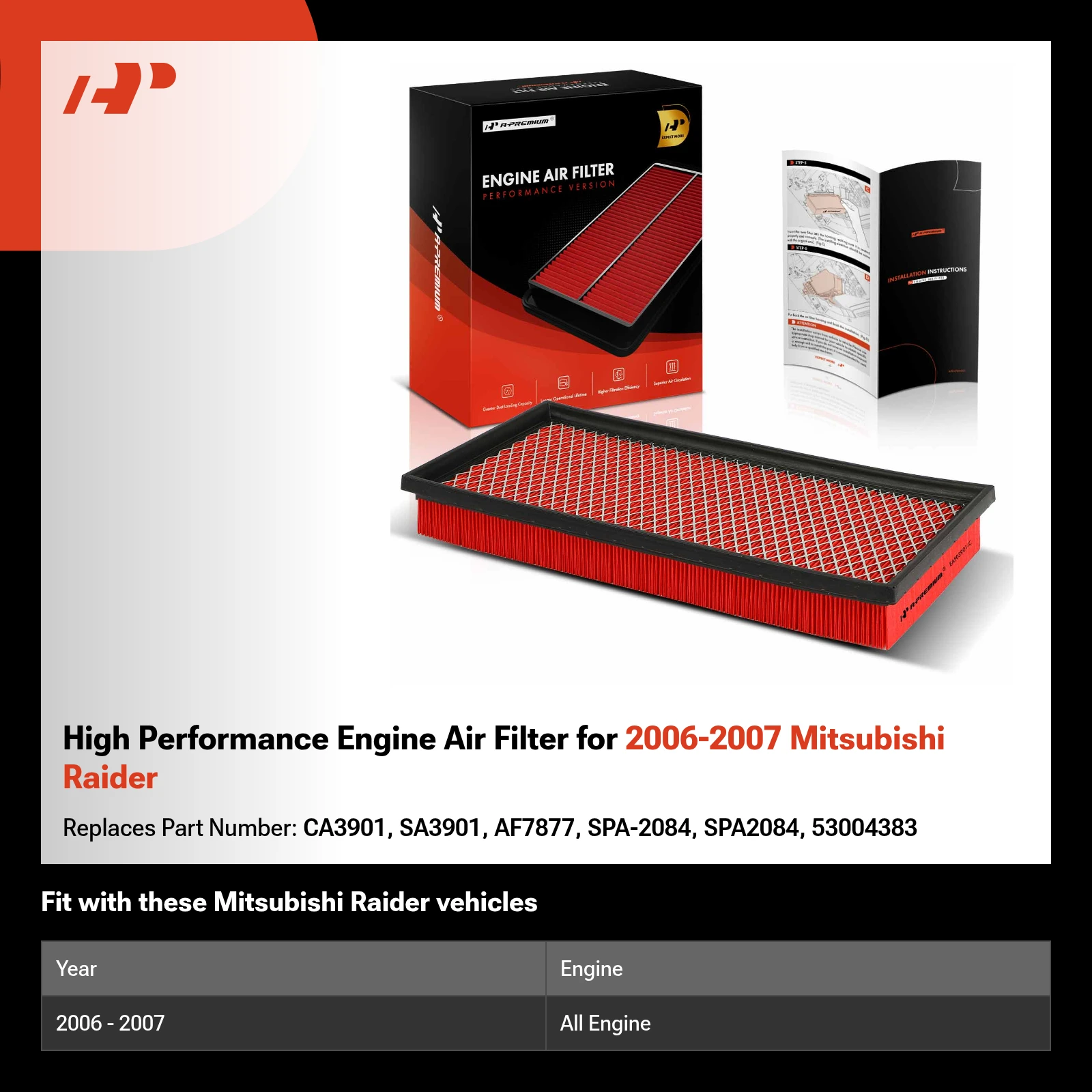 High Performance Engine Air Filter for 2006-2007 Mitsubishi Raider