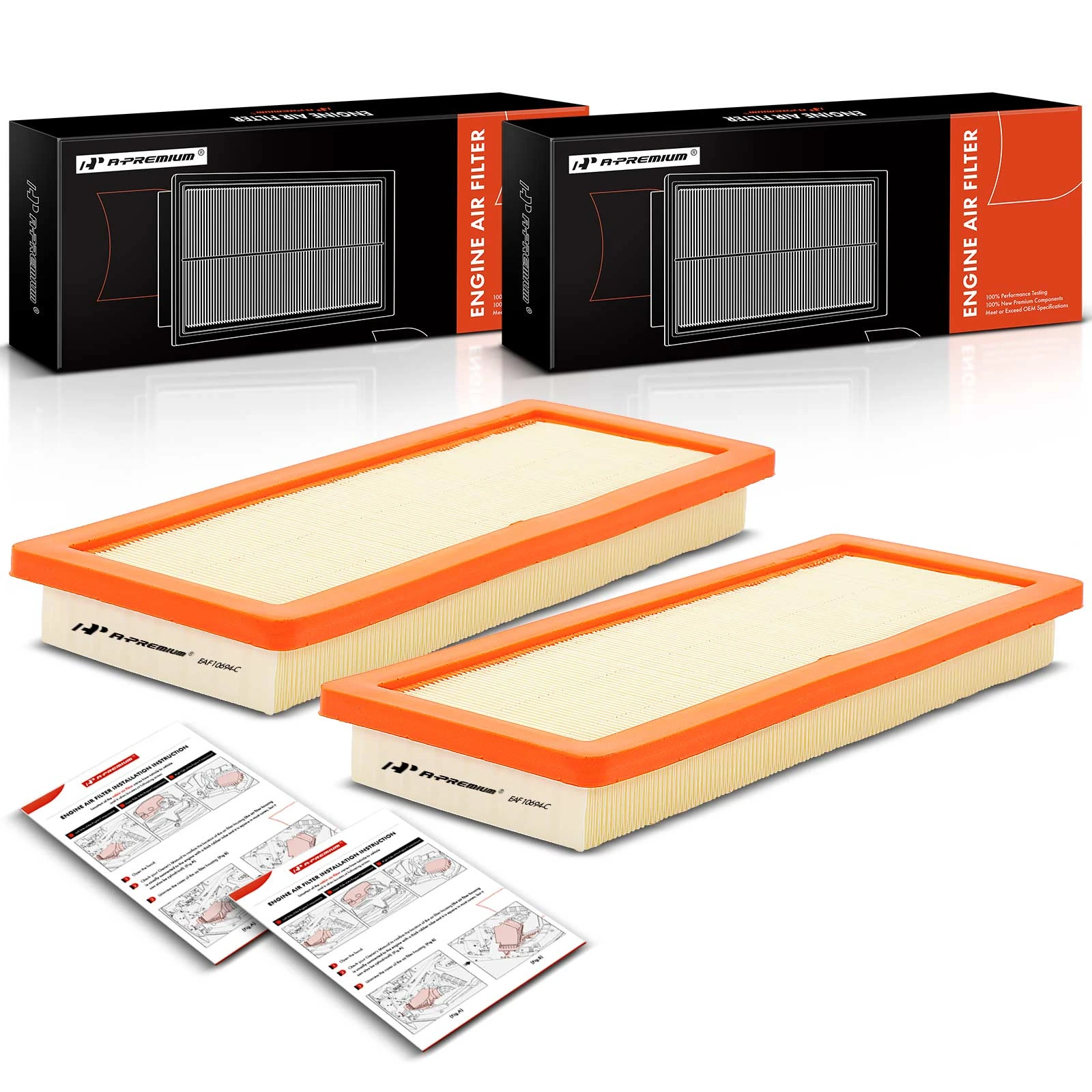 2 Pcs Engine Air Filter