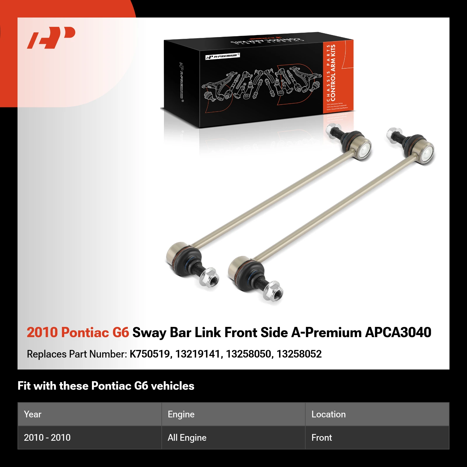 2010 Pontiac G6 Sway Bar Link Front Side A-Premium APCA3040