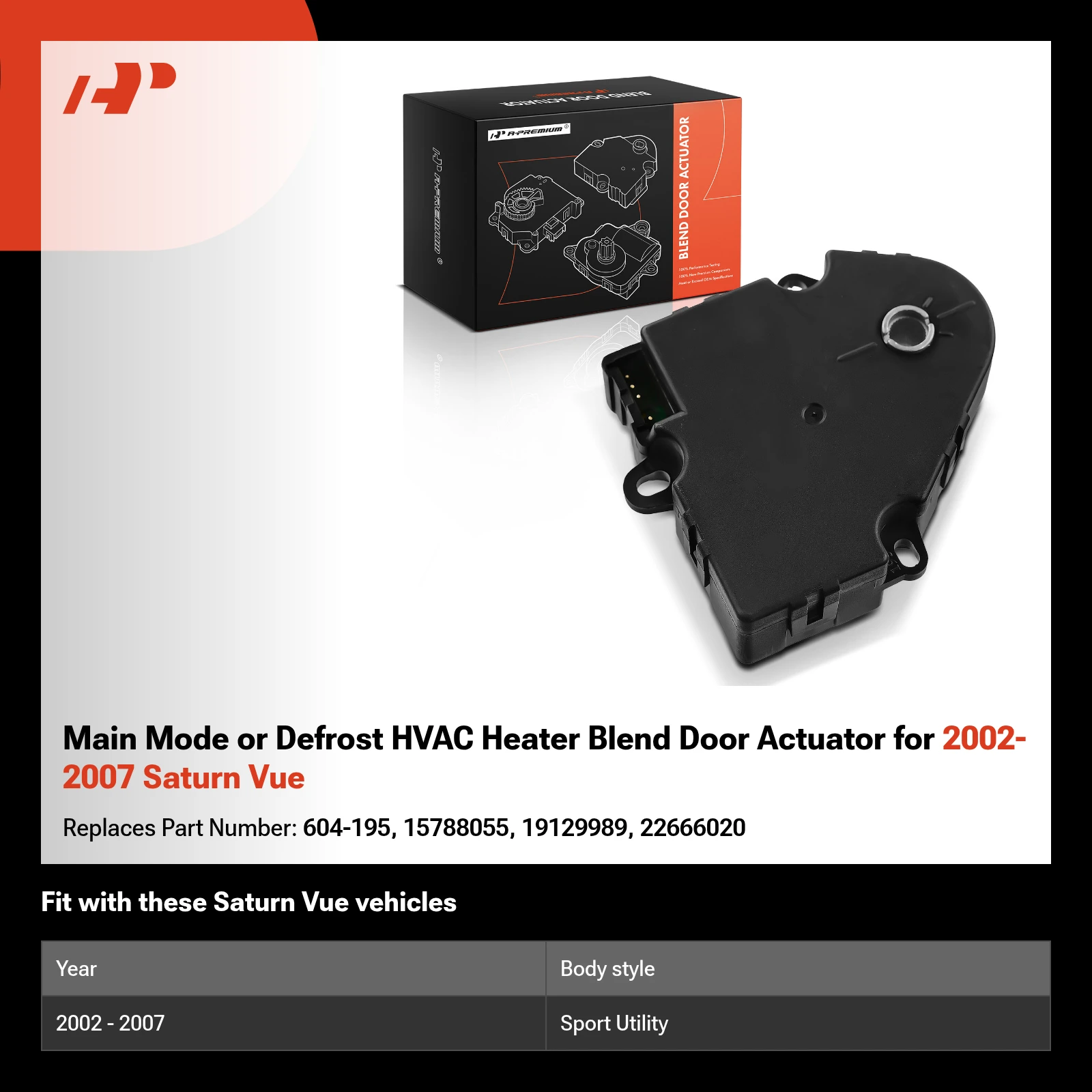 Main Mode or Defrost HVAC Heater Blend Door Actuator for 2002-2007 Saturn Vue