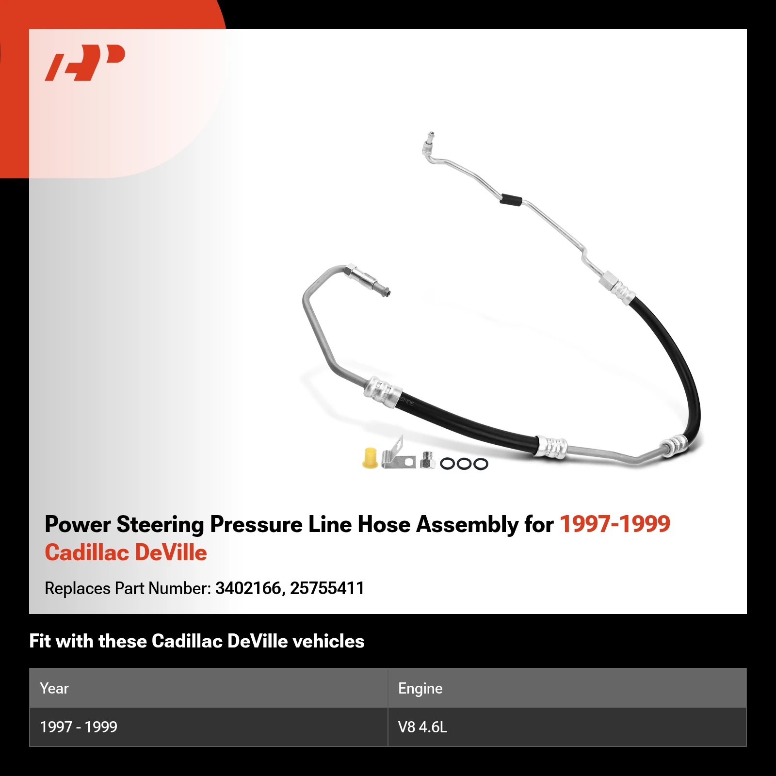 Power Steering Pressure Line Hose Assembly for 1997-1999 Cadillac DeVille