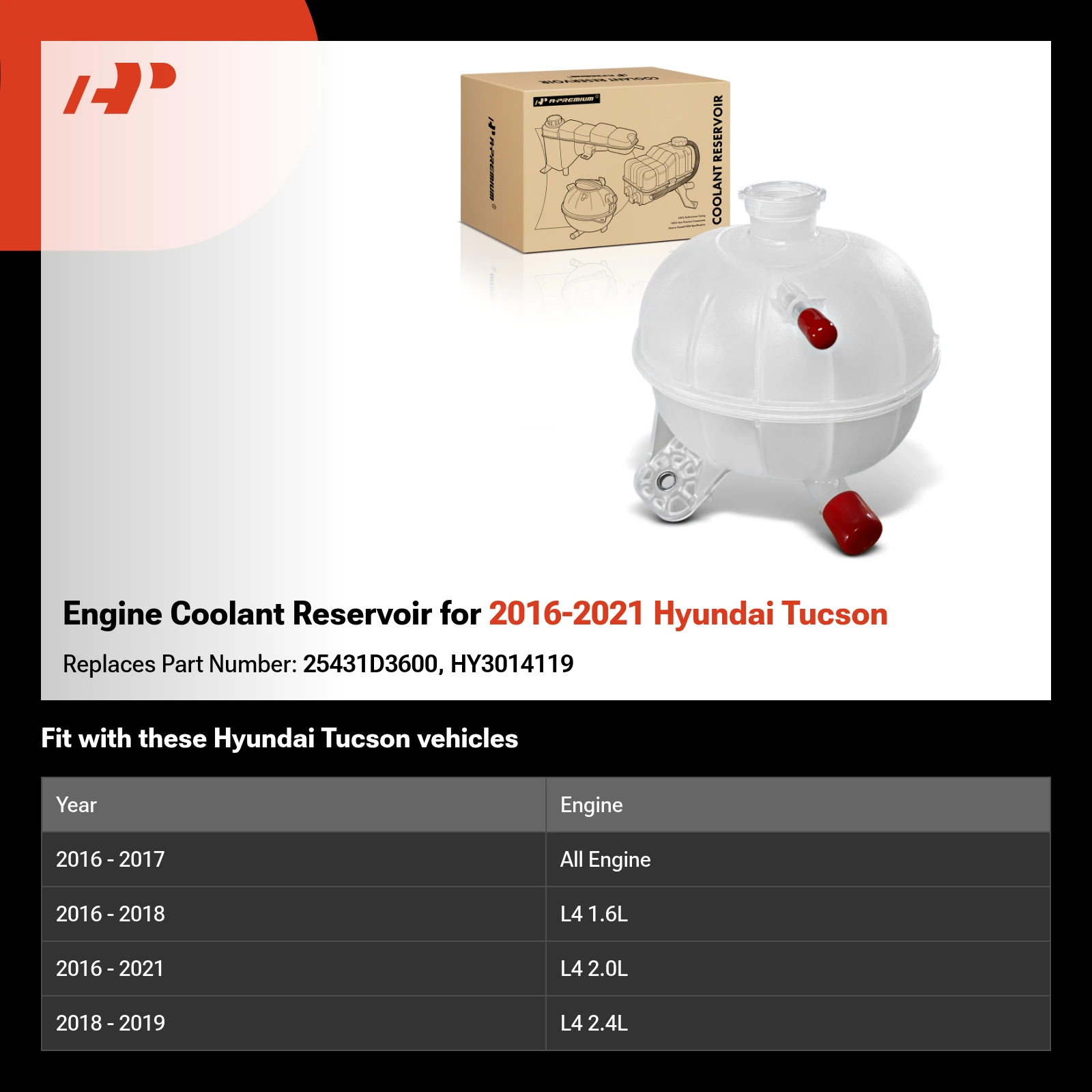 Engine Coolant Reservoir for 2016-2021 Hyundai Tucson