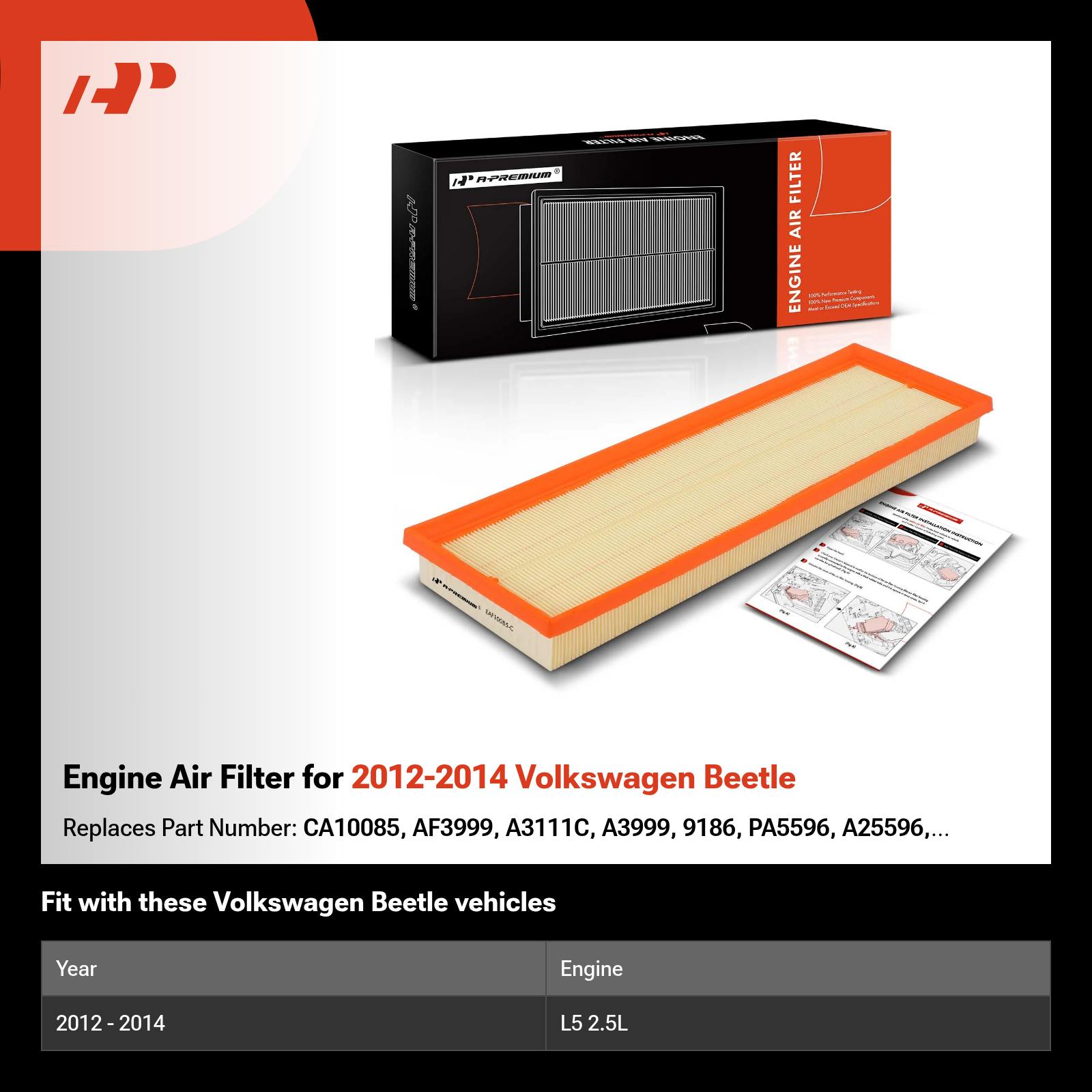 Engine Air Filter for 2012-2014 Volkswagen Beetle