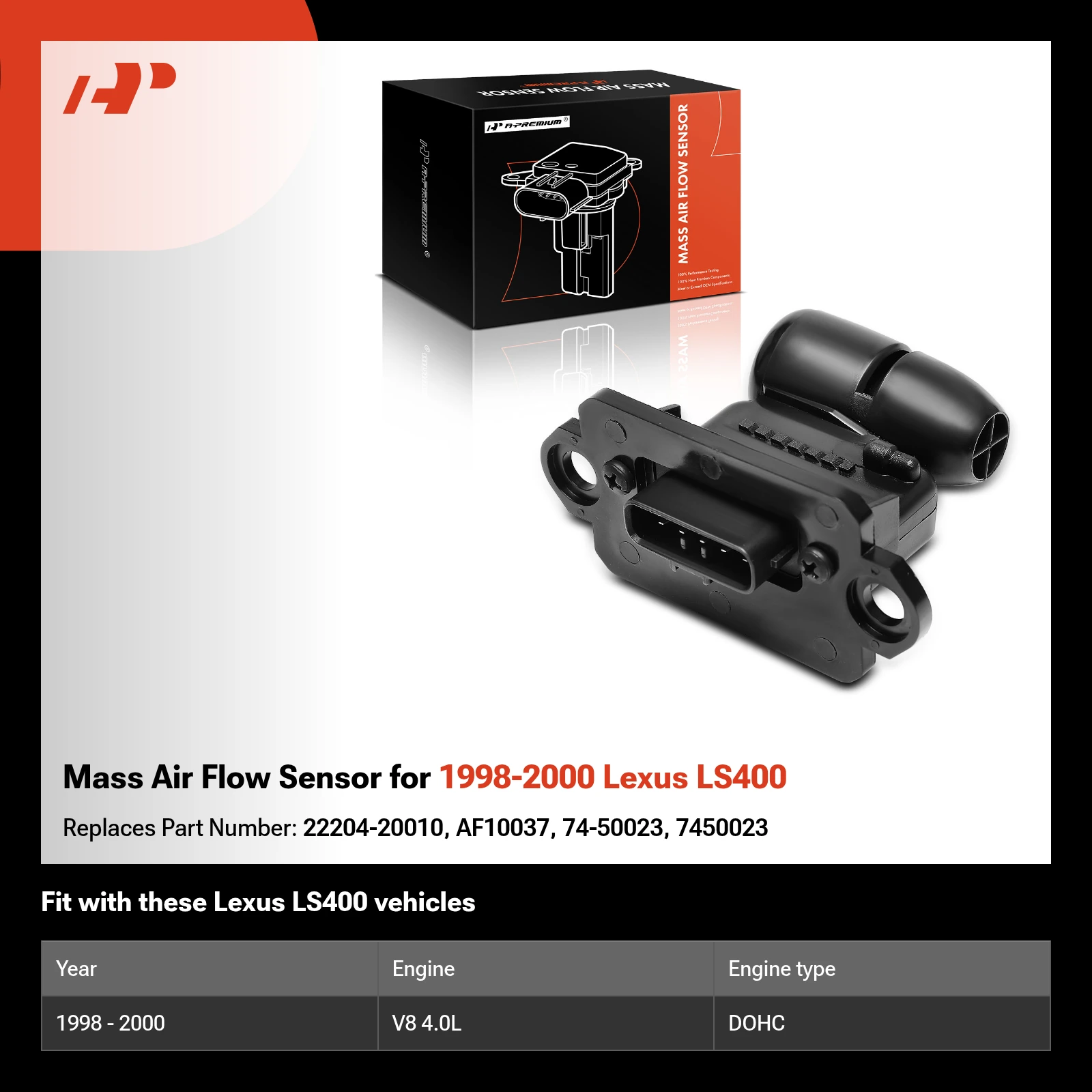 Mass Air Flow Sensor for 1998-2000 Lexus LS400