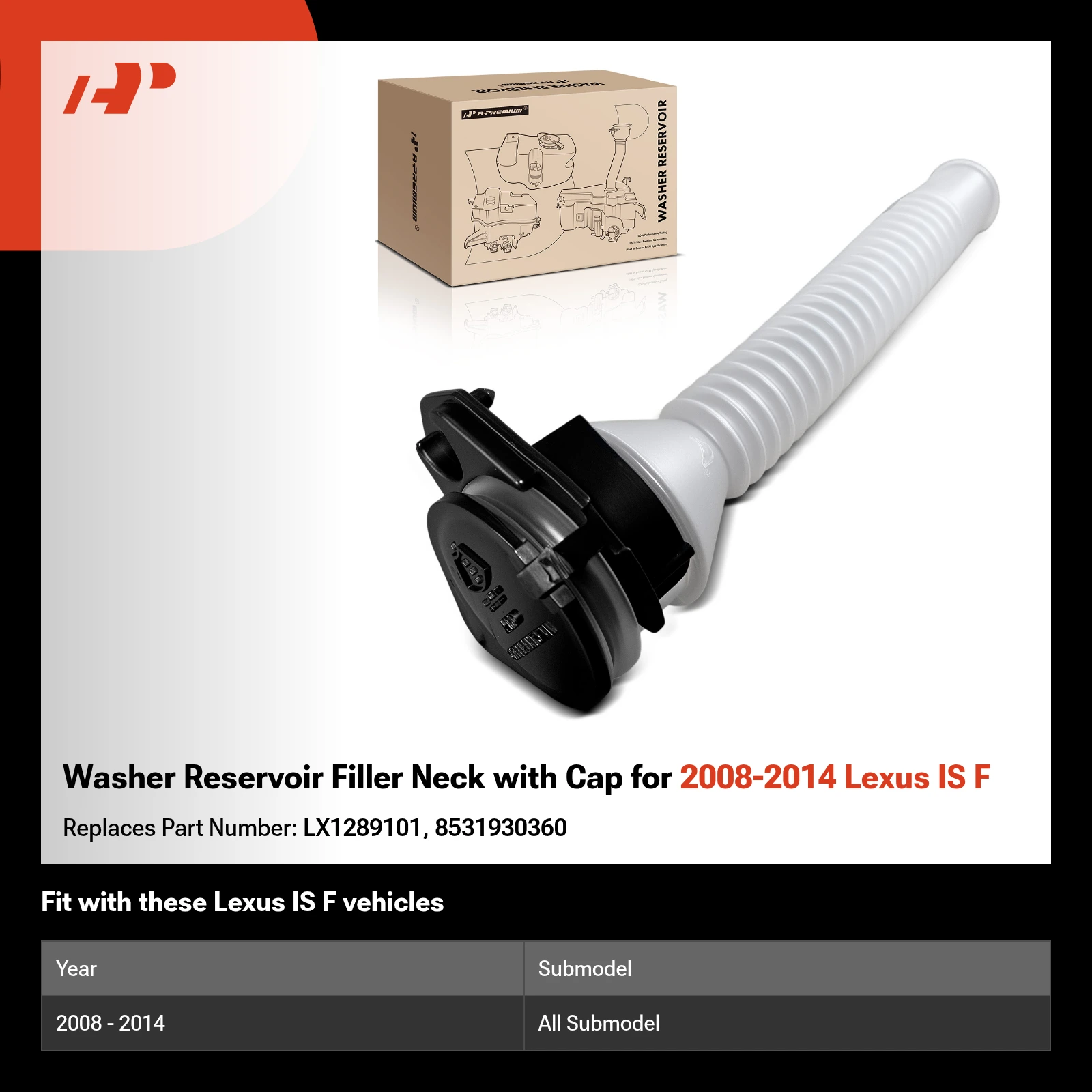 Washer Reservoir Filler Neck with Cap for 2008-2014 Lexus IS F