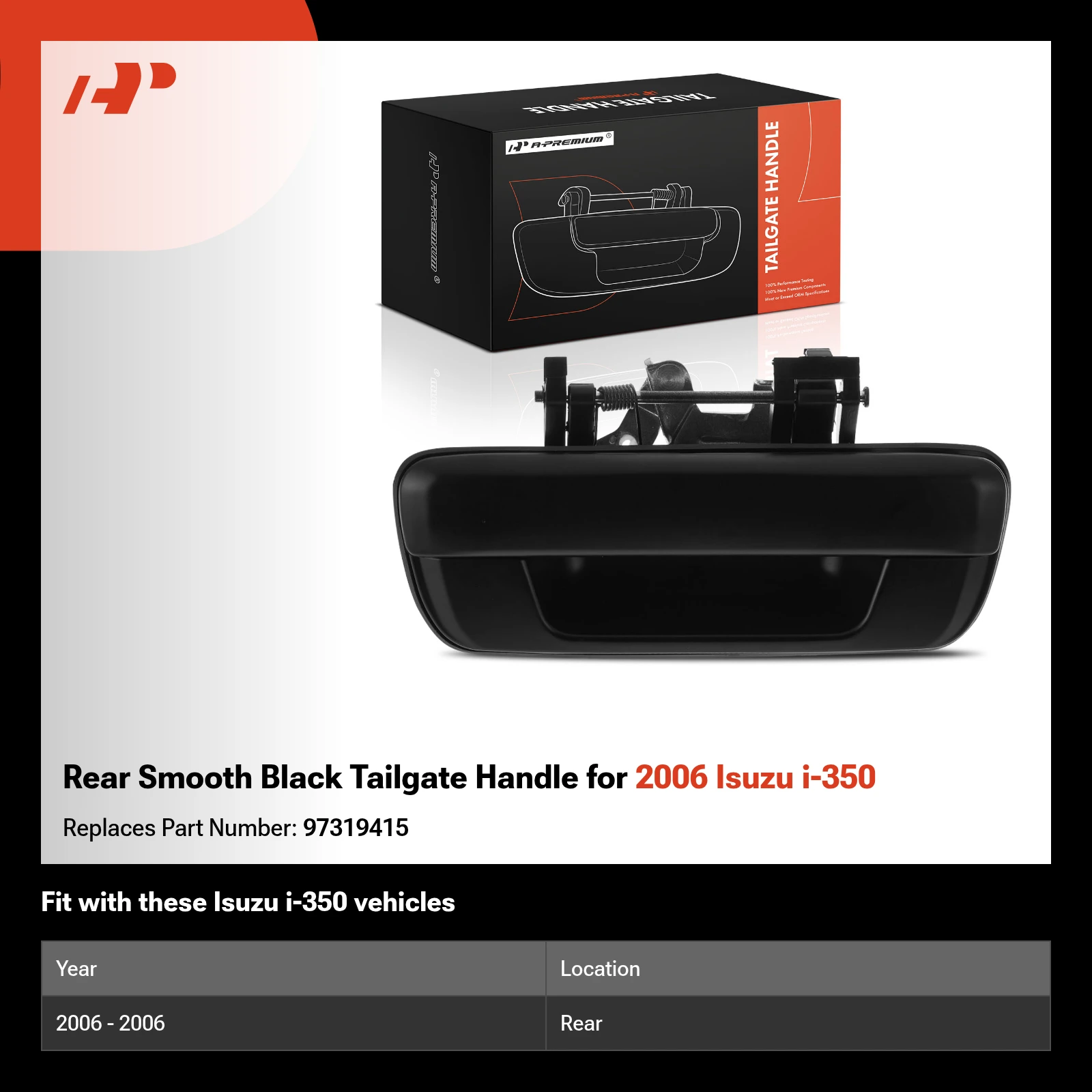 Rear Smooth Black Tailgate Handle for 2006 Isuzu i-350