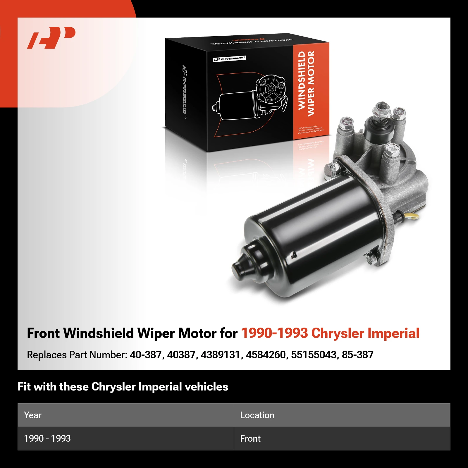 Front Windshield Wiper Motor for 1990-1993 Chrysler Imperial