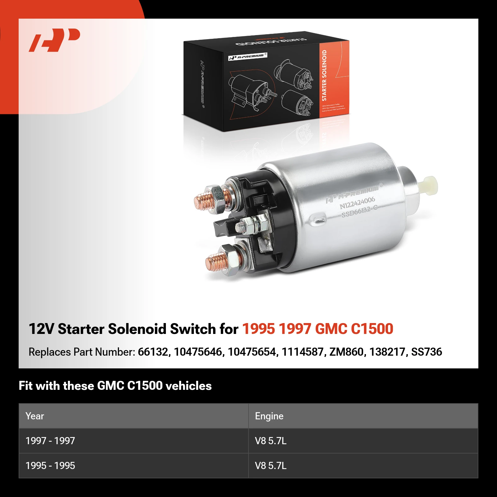 12V Starter Solenoid Switch for 1995 1997 GMC C1500