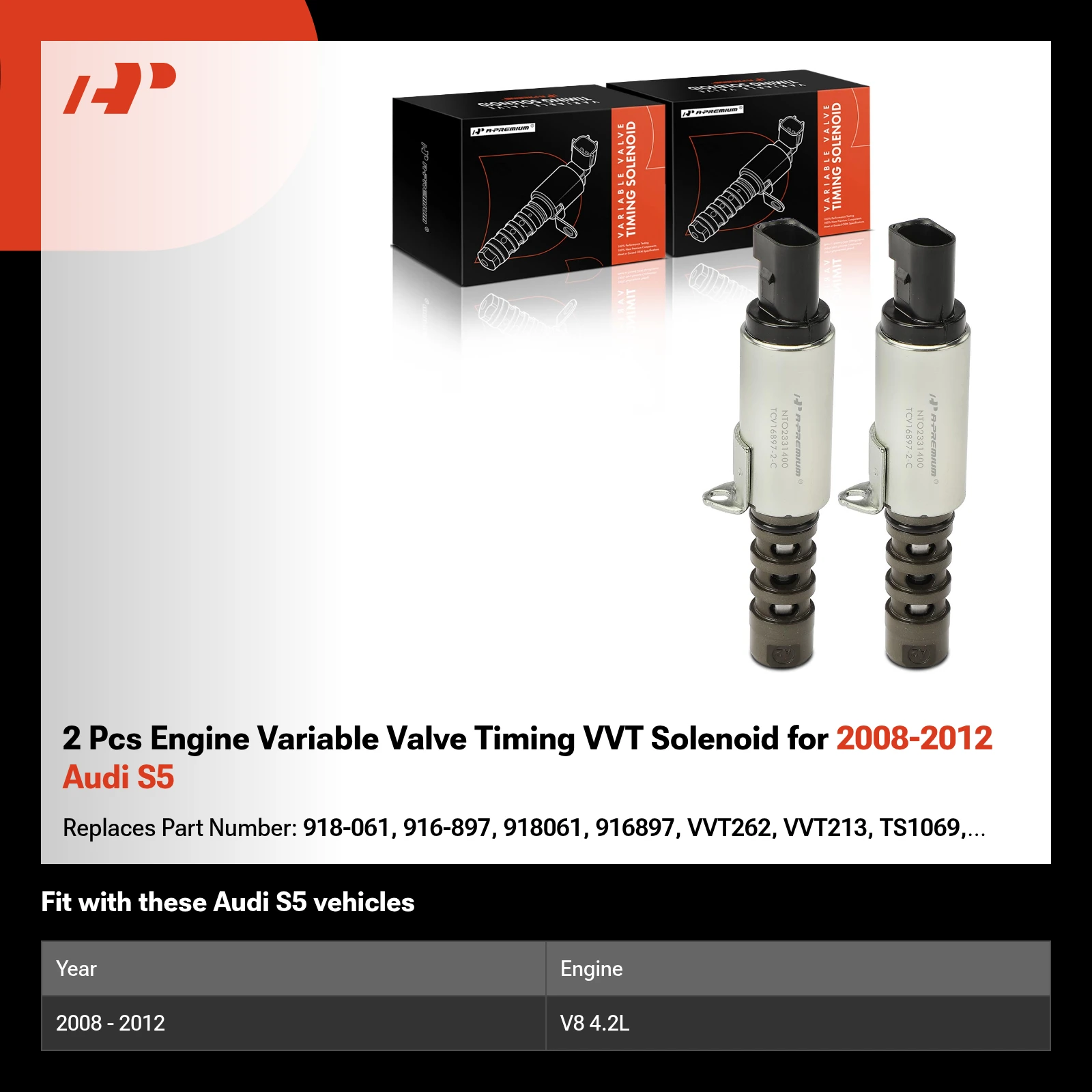 2 Pcs Engine Variable Valve Timing VVT Solenoid for 2008-2012 Audi S5