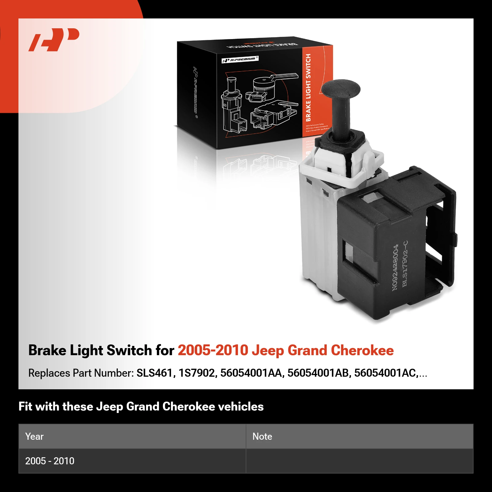 Brake Light Switch for 2005-2010 Jeep Grand Cherokee