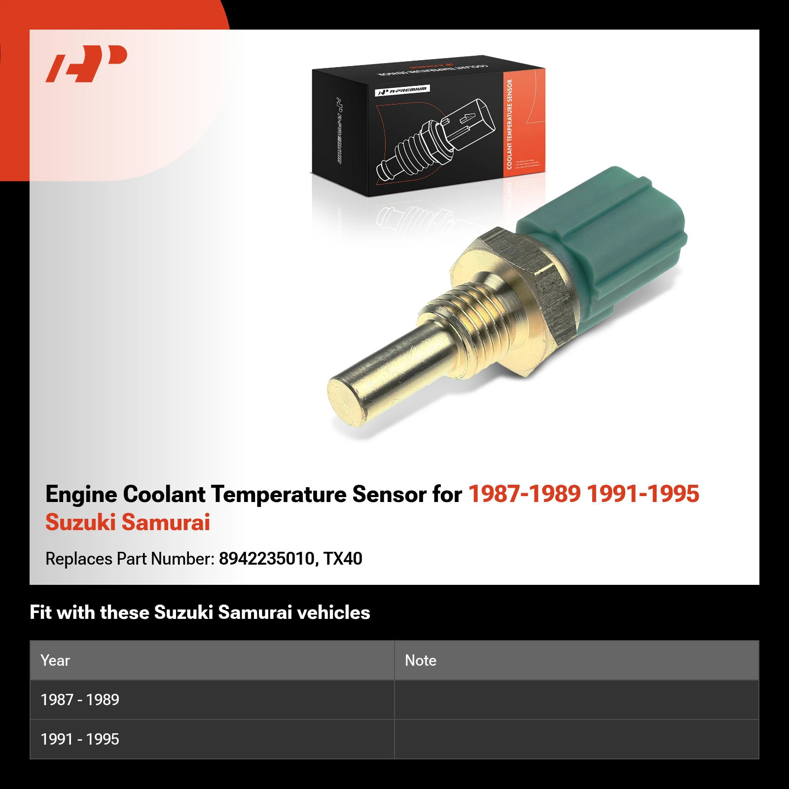 Engine Coolant Temperature Sensor for 1987-1989 1991-1995 Suzuki Samurai
