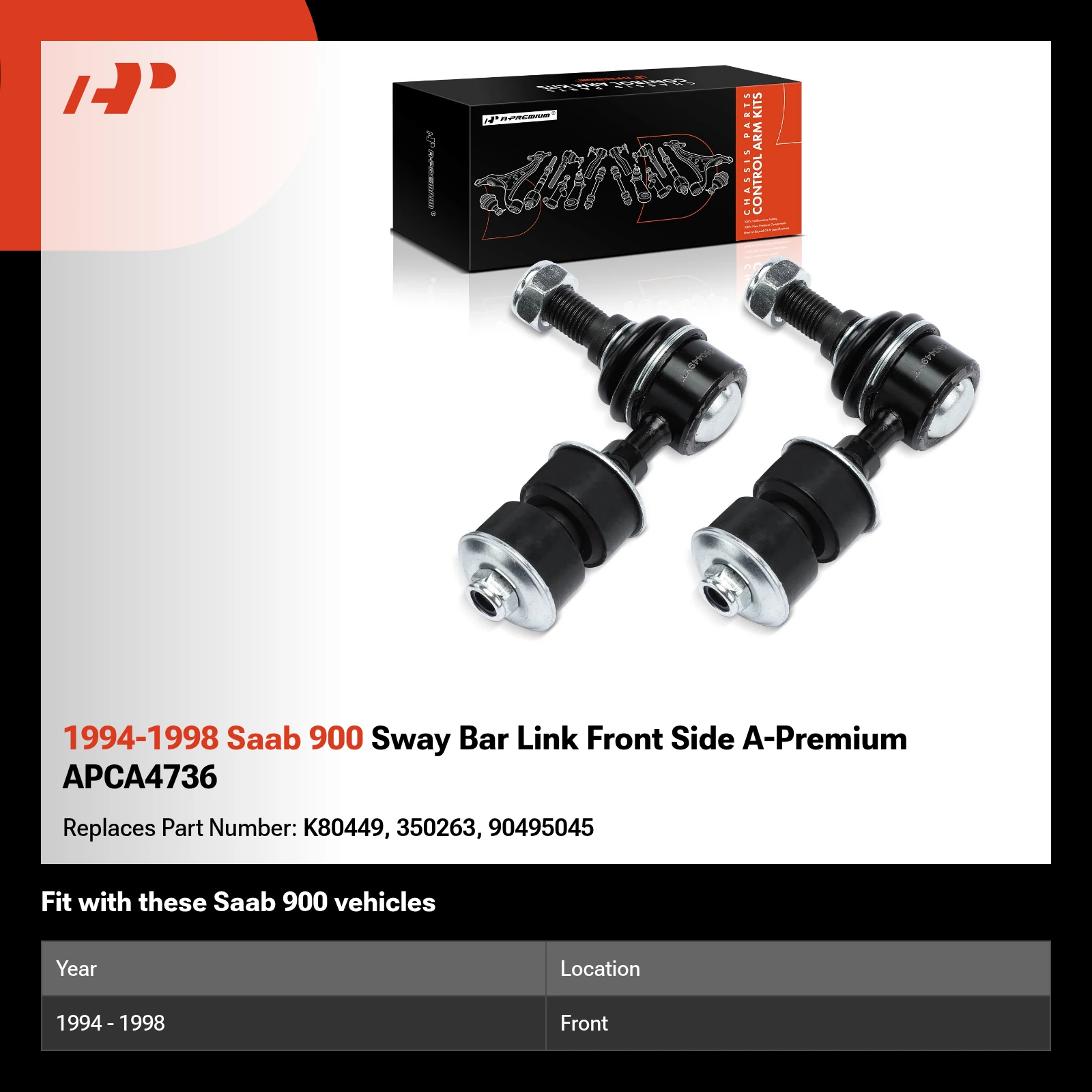 1994-1998 Saab 900 Sway Bar Link Front Side A-Premium APCA4736