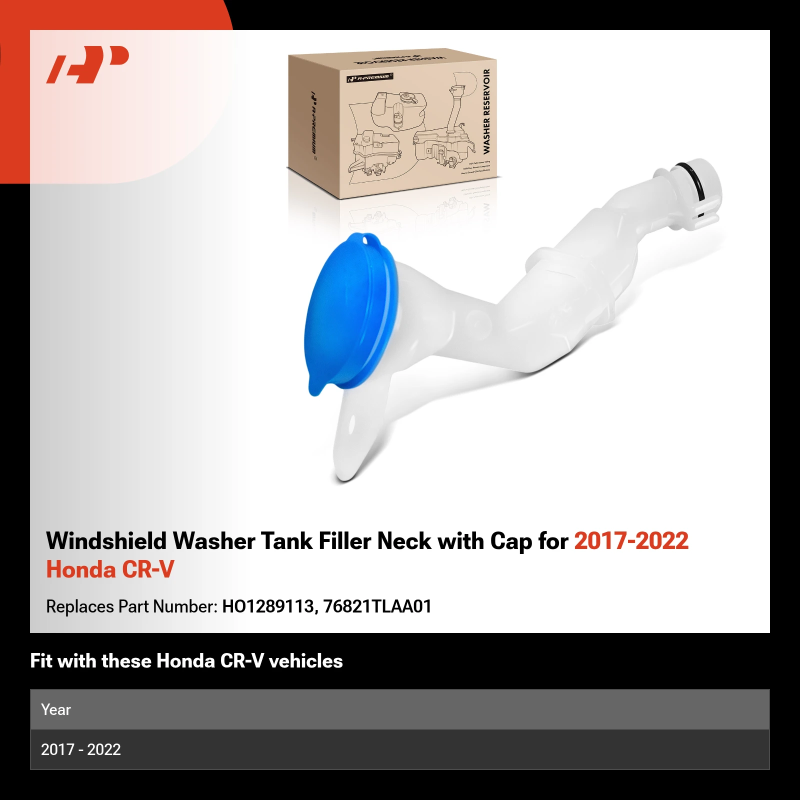 Windshield Washer Tank Filler Neck with Cap for 2017-2022 Honda CR-V
