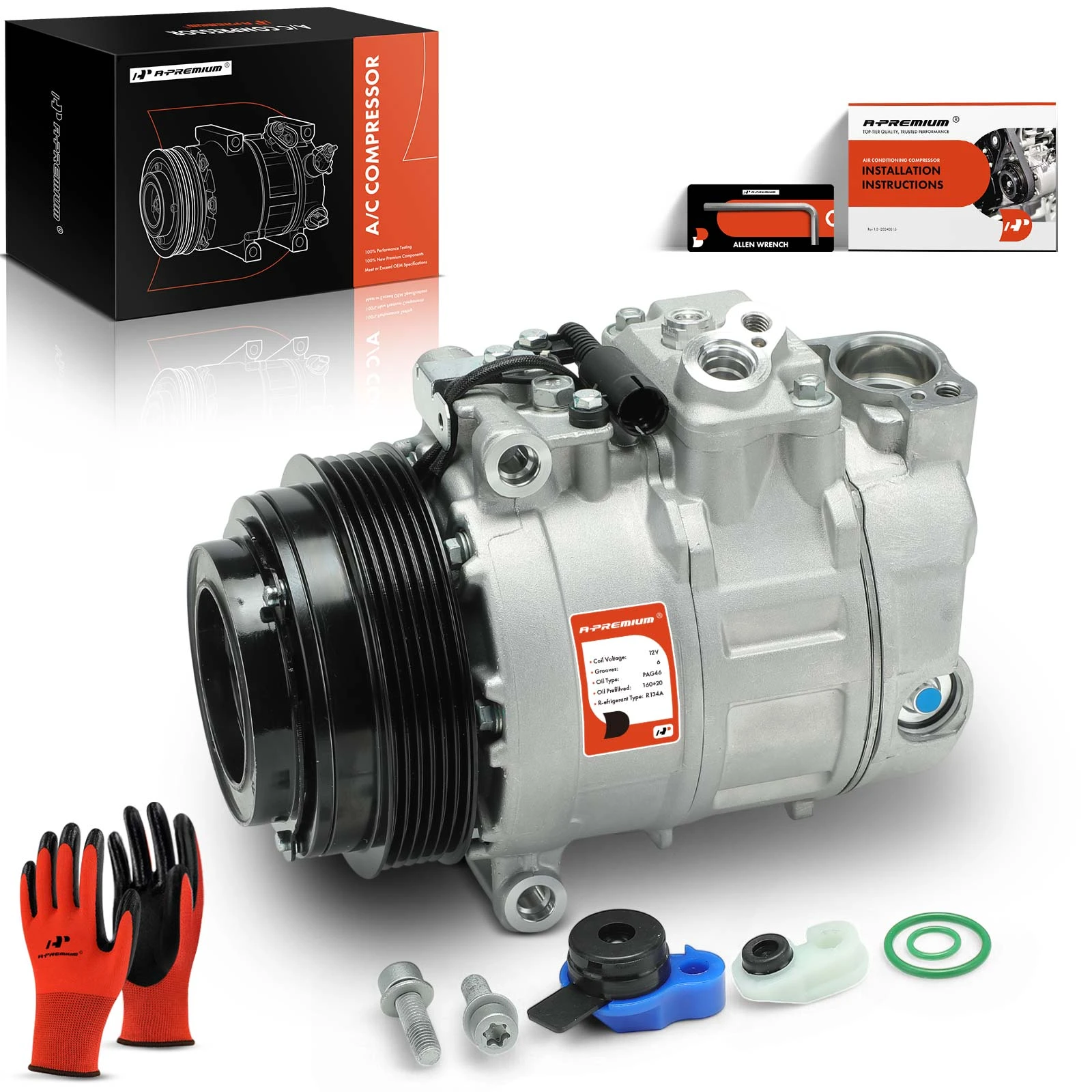 AC Compressor with Clutch & Pulley