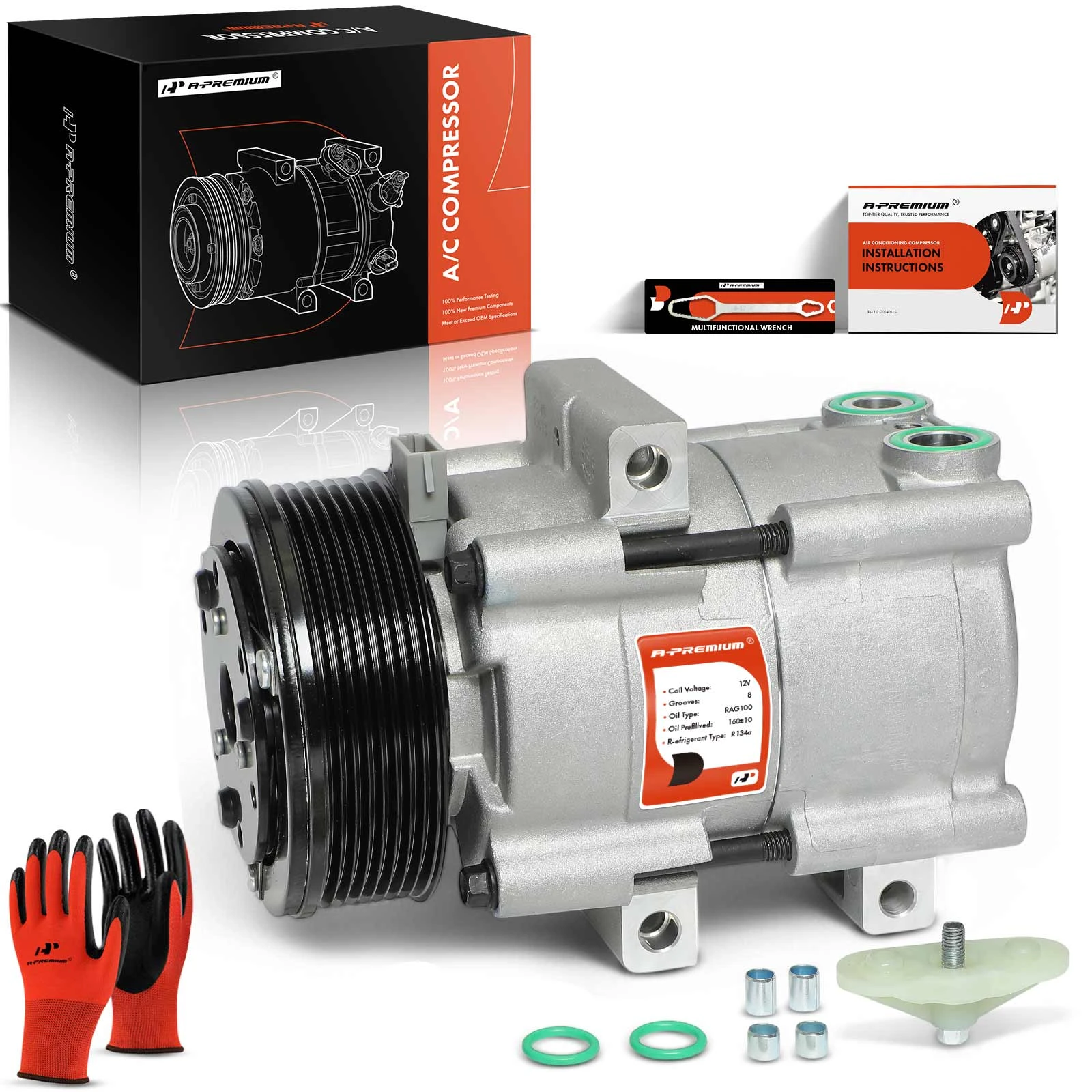 AC Compressor with Clutch & Pulley