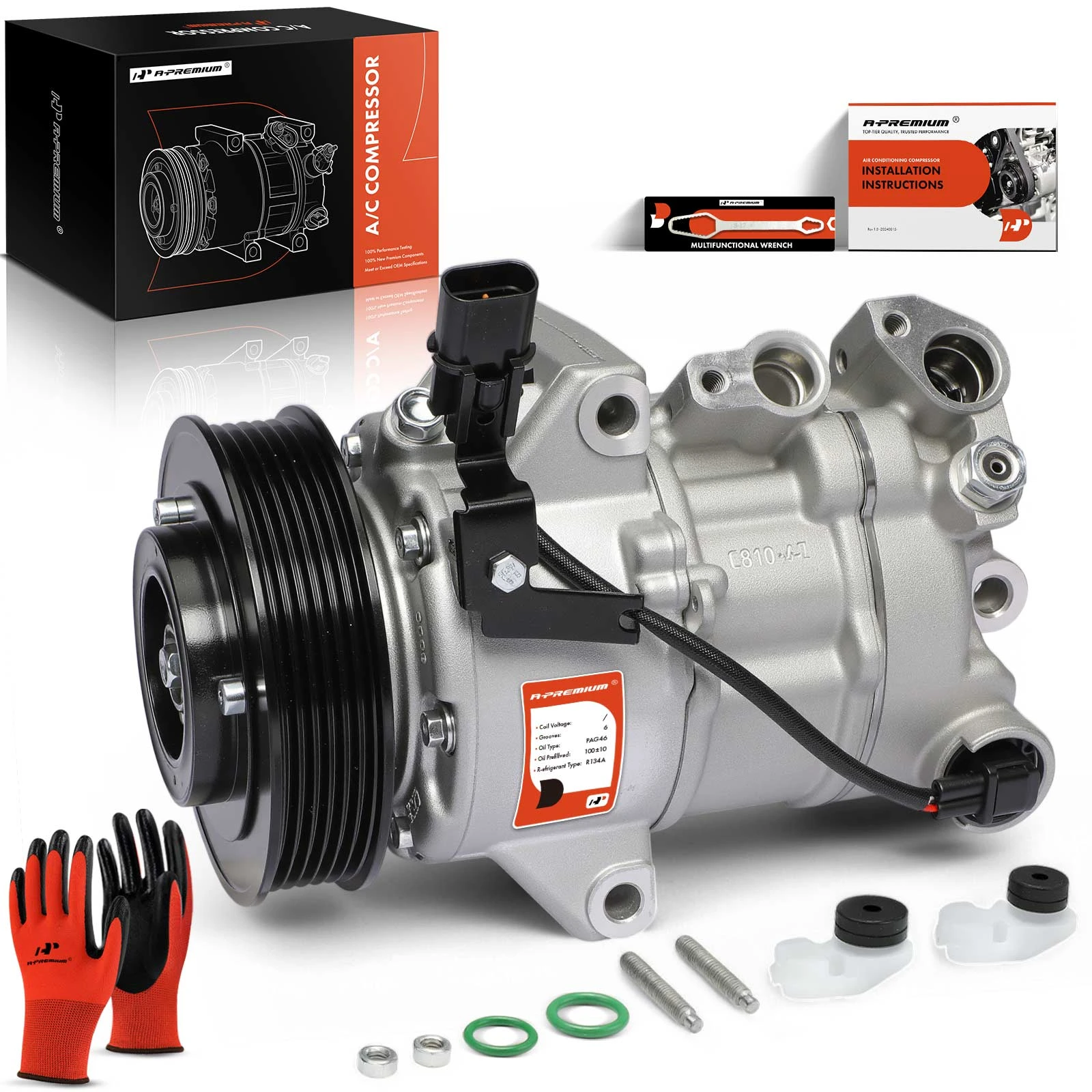 2021-2025 Kia K5 AC Compressor with Clutch with 6-Groove Pulley A-Premium APACC778