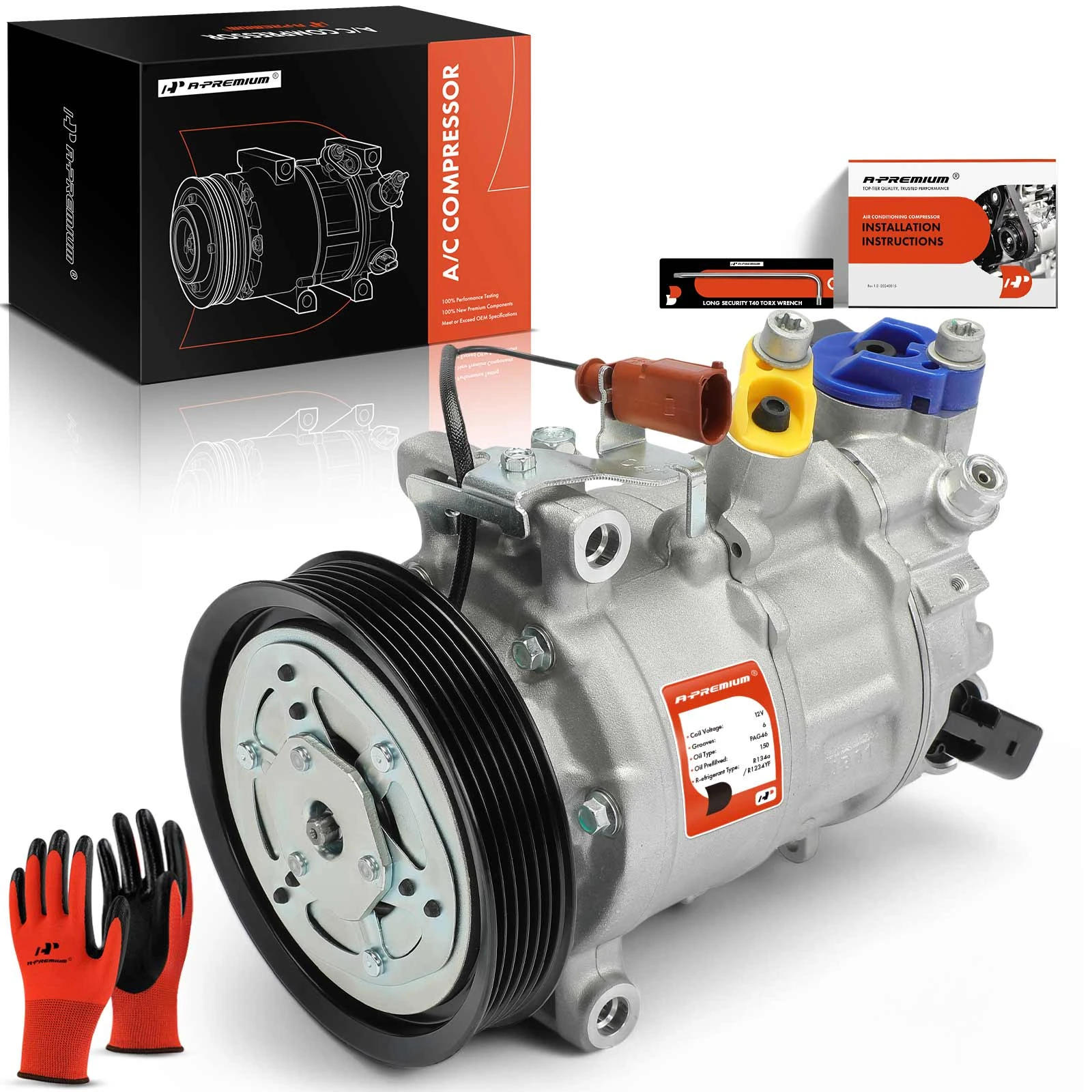 2020-2024 Audi A5 Sportback AC Compressor with Clutch with 6-Groove Pulley A-Premium APACC829