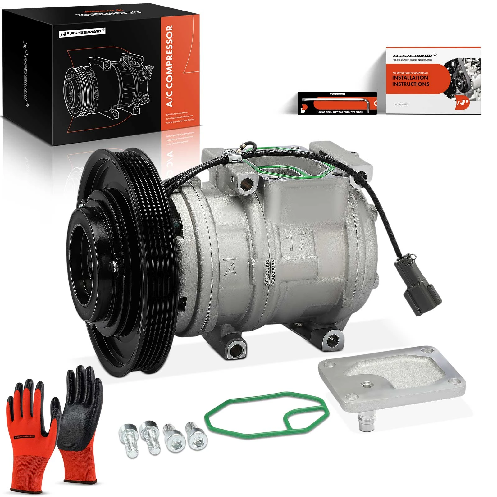 1990-1993 Honda Accord AC Compressor with Clutch with 5-Groove Pulley A-Premium APACC941