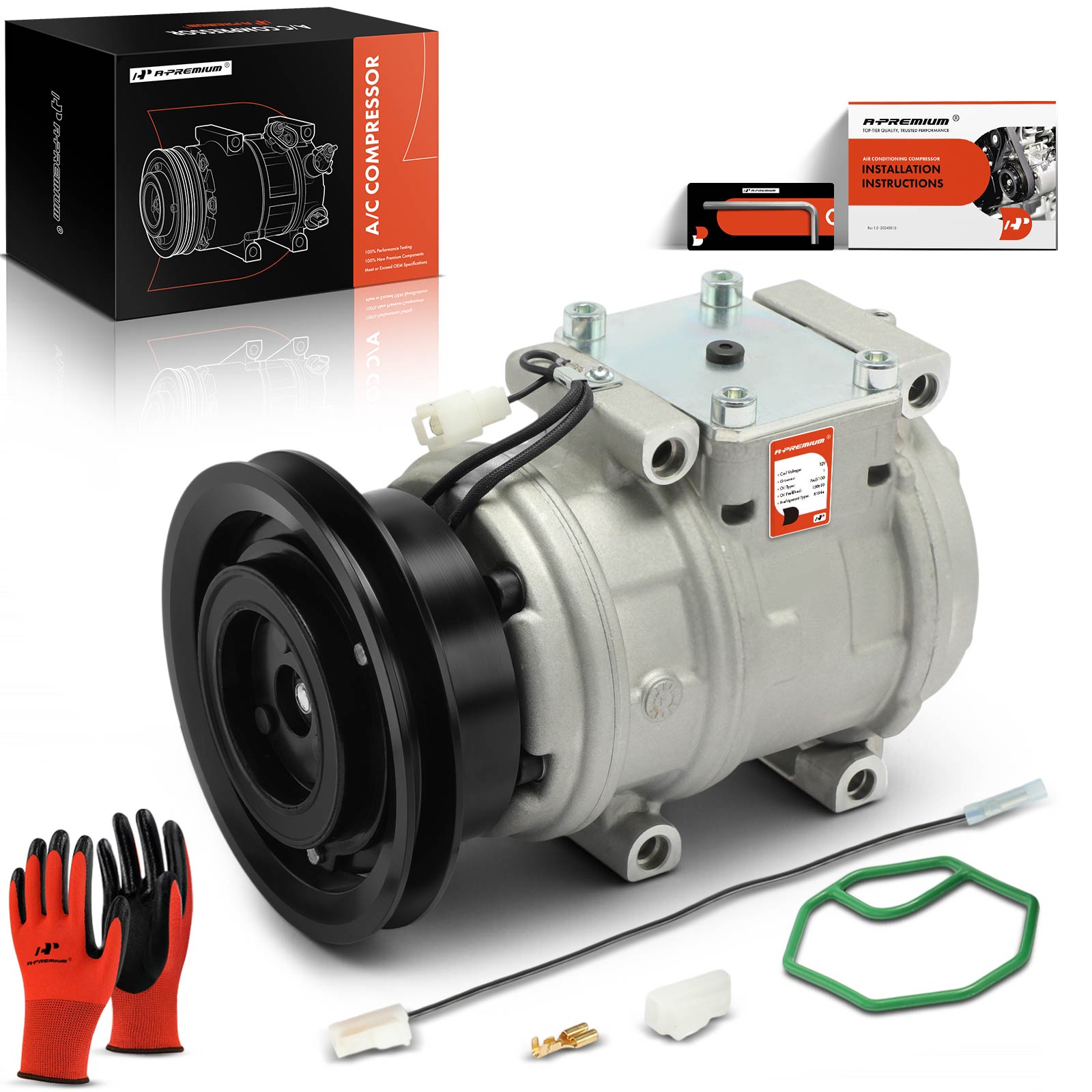 A-Premium APACC607 AC Compressor with Clutch & 1-Groove Pulley