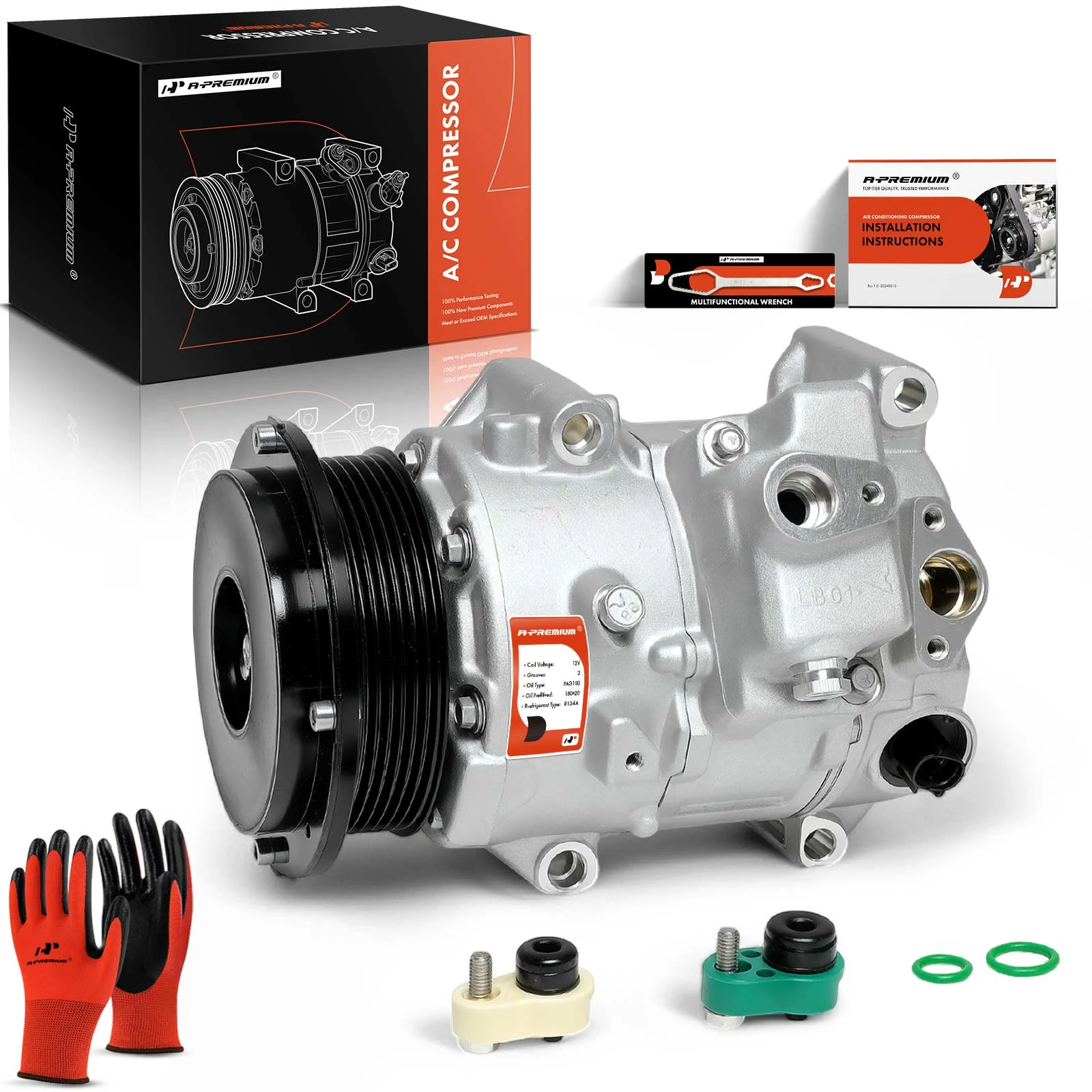 2005-2009 Freightliner Classic XL AC Compressor with Clutch with 2-Groove Pulley A-Premium APACC513