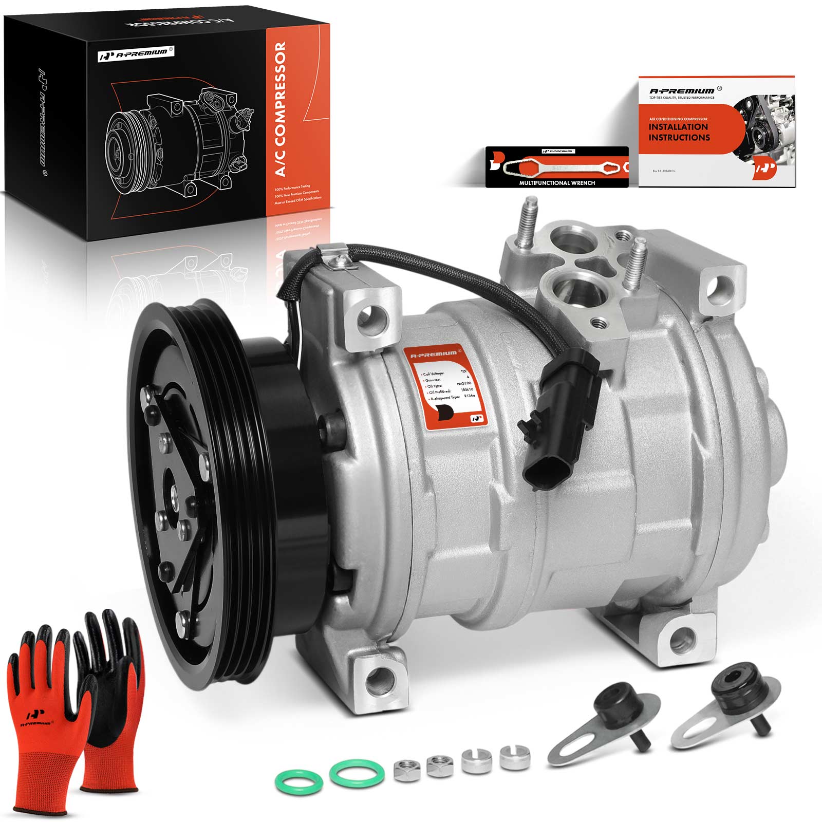AC Compressor with Clutch & Pulley