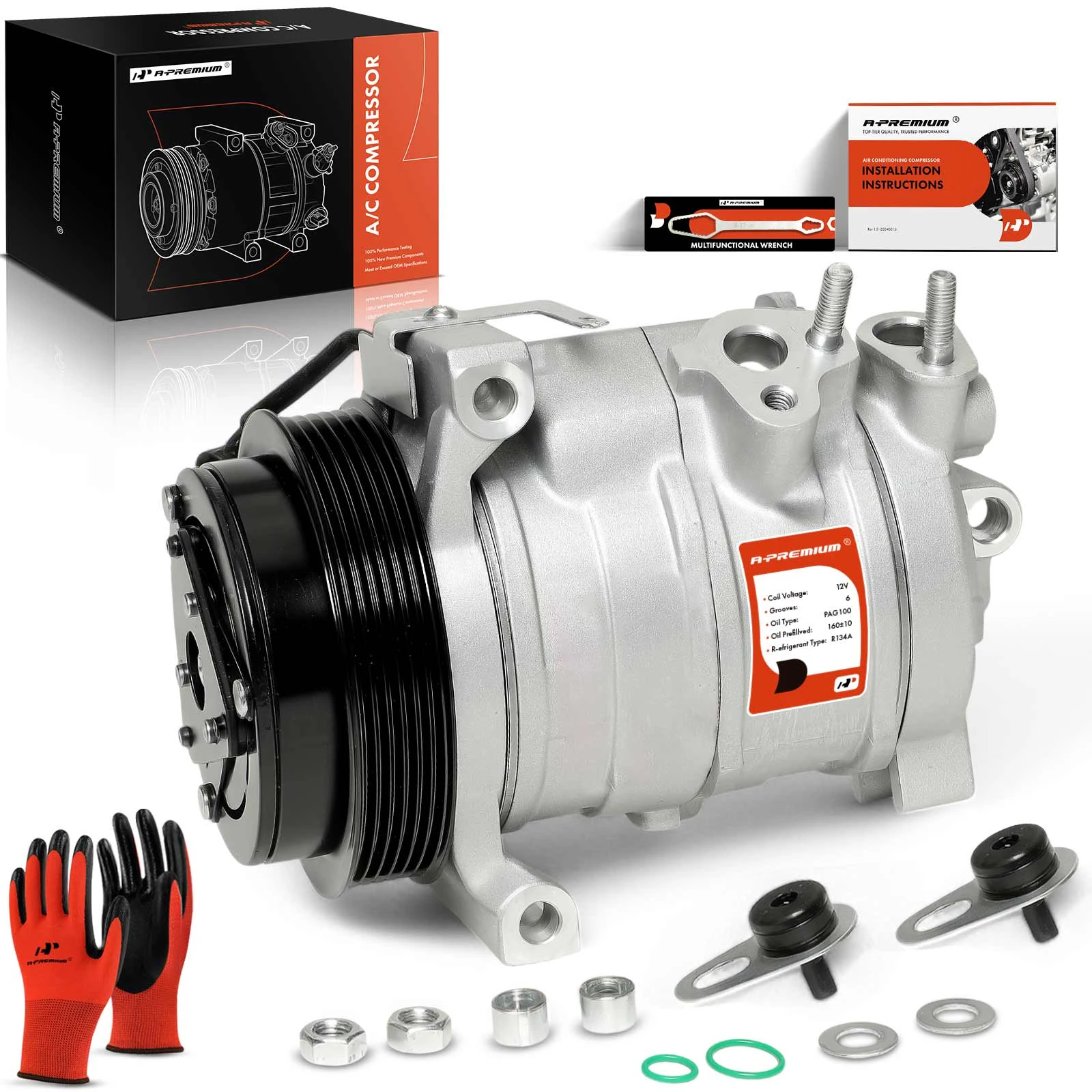 AC Compressor with Clutch & Pulley