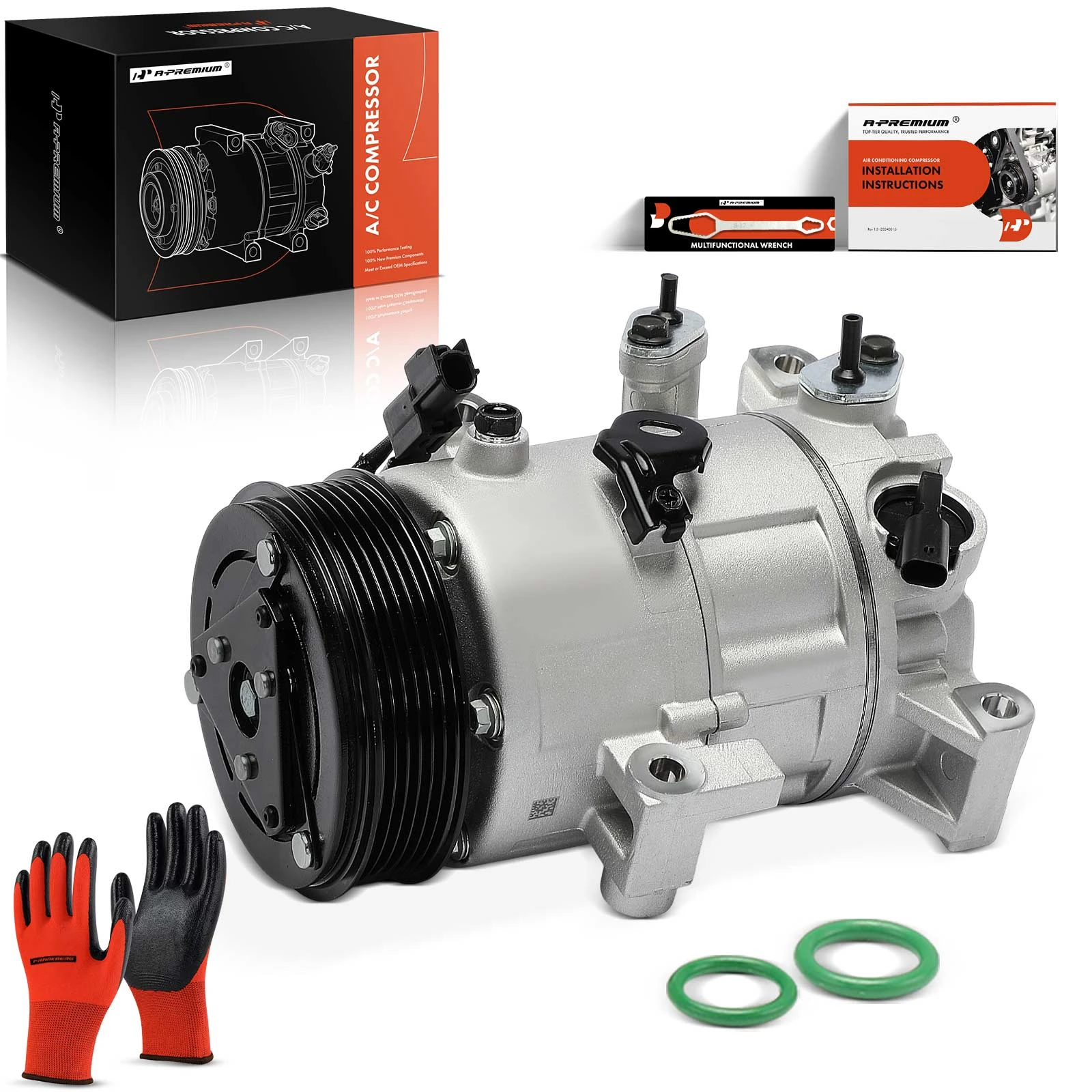 AC Compressor with Clutch with 6-Groove Pulley A-Premium APACC918