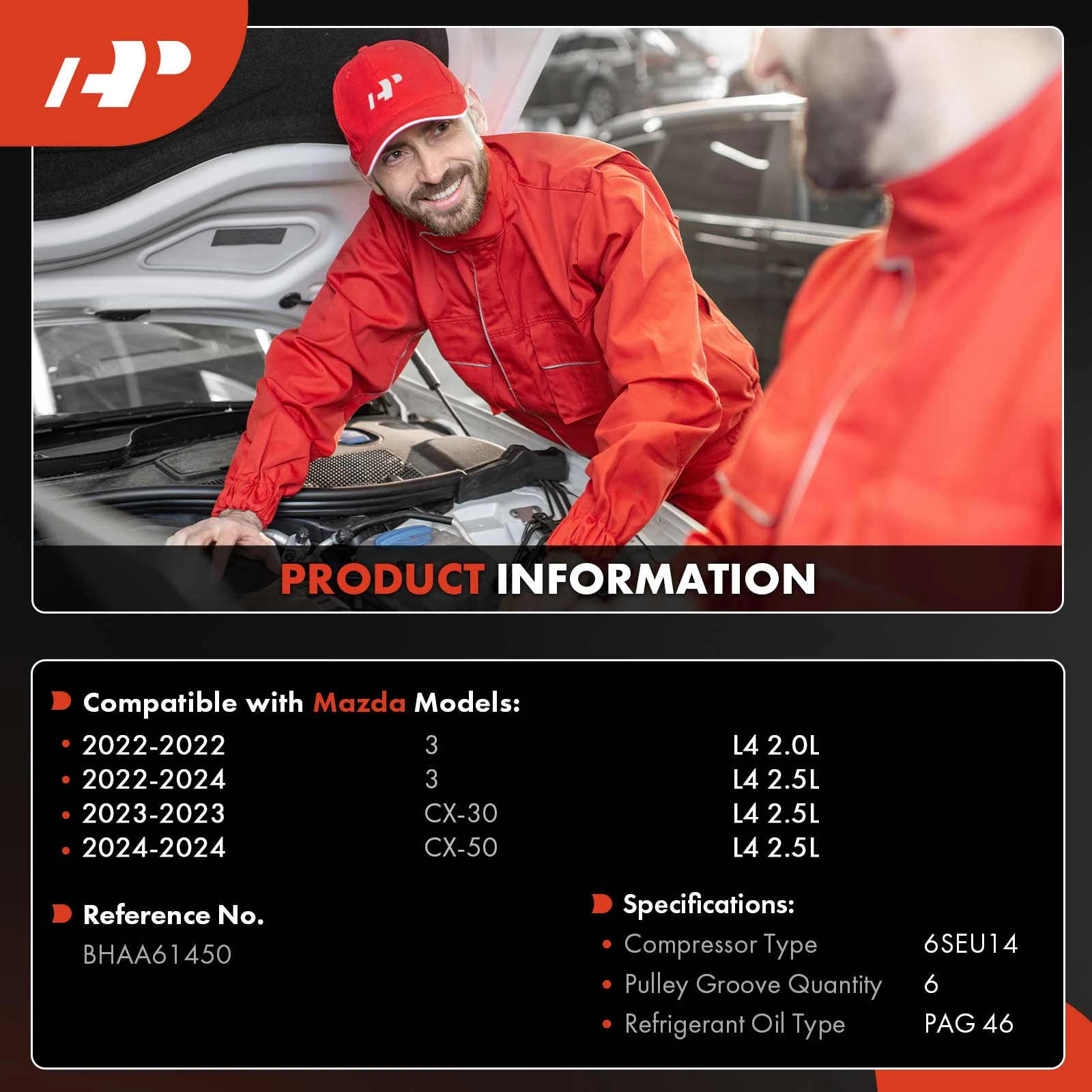 AC Compressor with Clutch with 6-Groove Pulley A-Premium APACC918