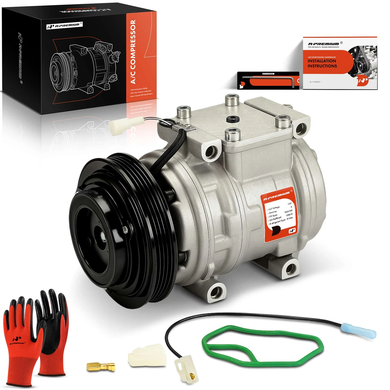 1991-2005 Acura NSX AC Compressor with Clutch with 4-Groove Pulley A-Premium APACC103