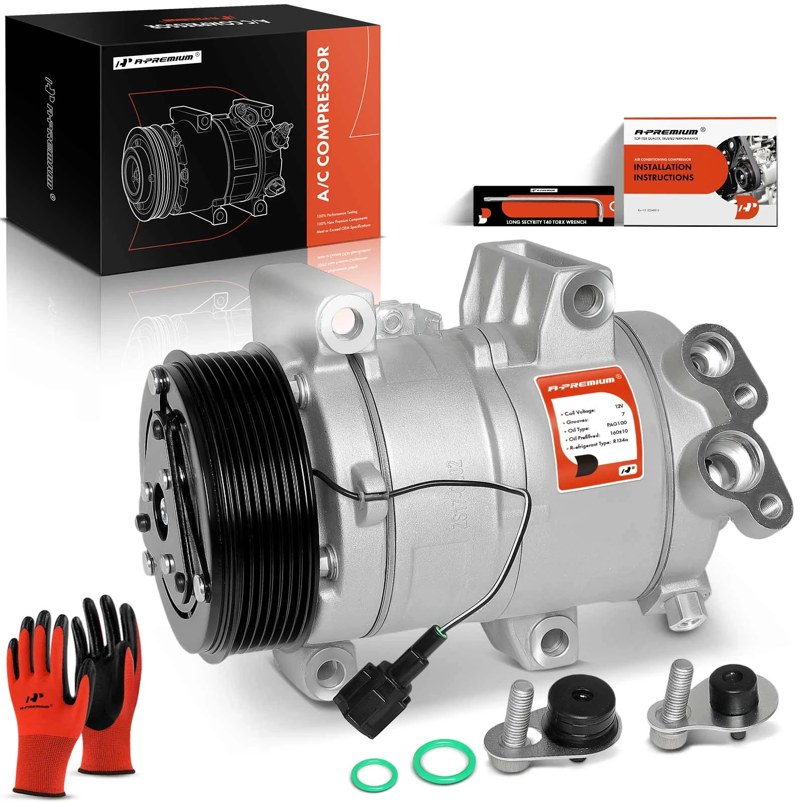 2004-2013 INFINITI QX56 AC Compressor with Clutch with 7-Groove Pulley A-Premium APACC287