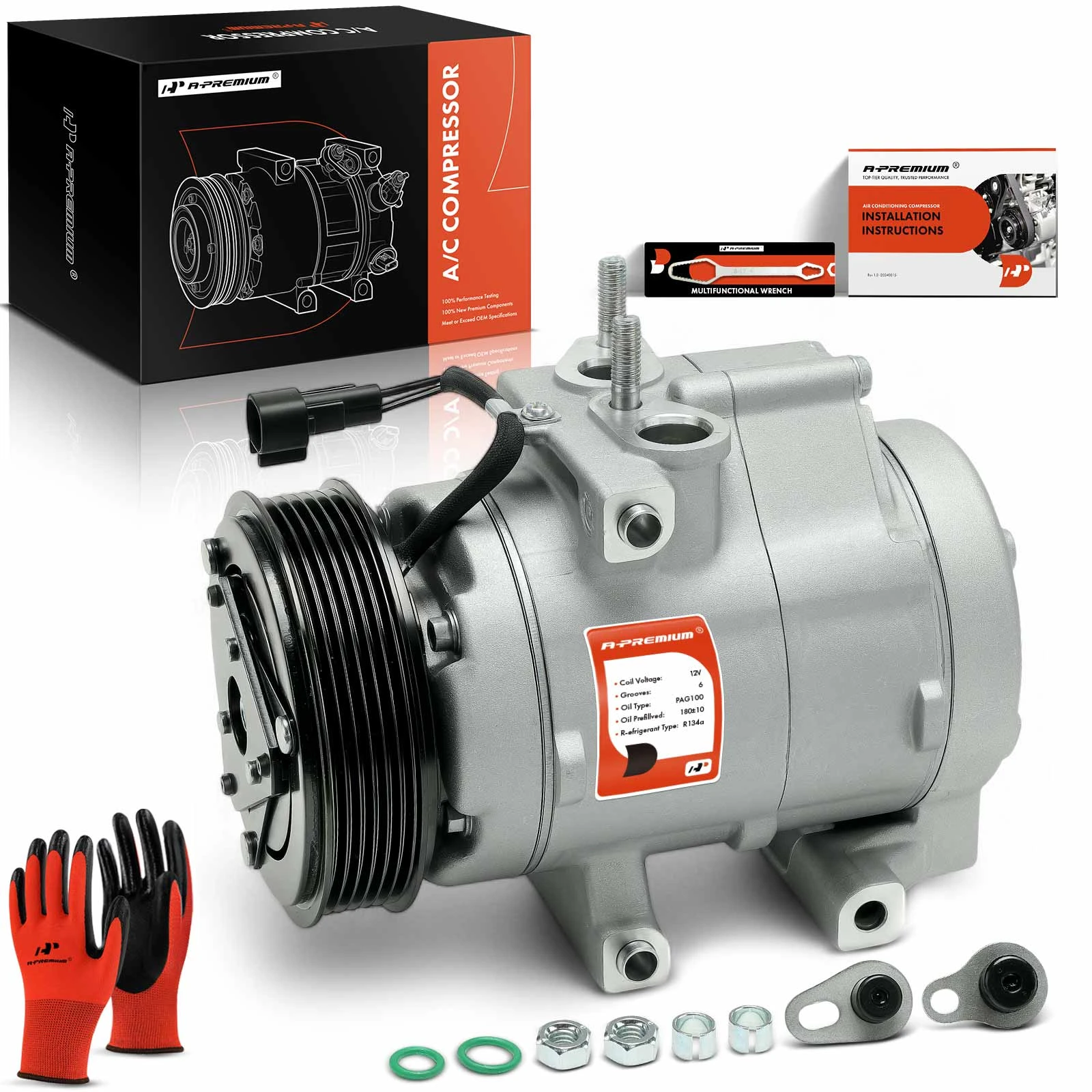 AC Compressor with Clutch & Pulley
