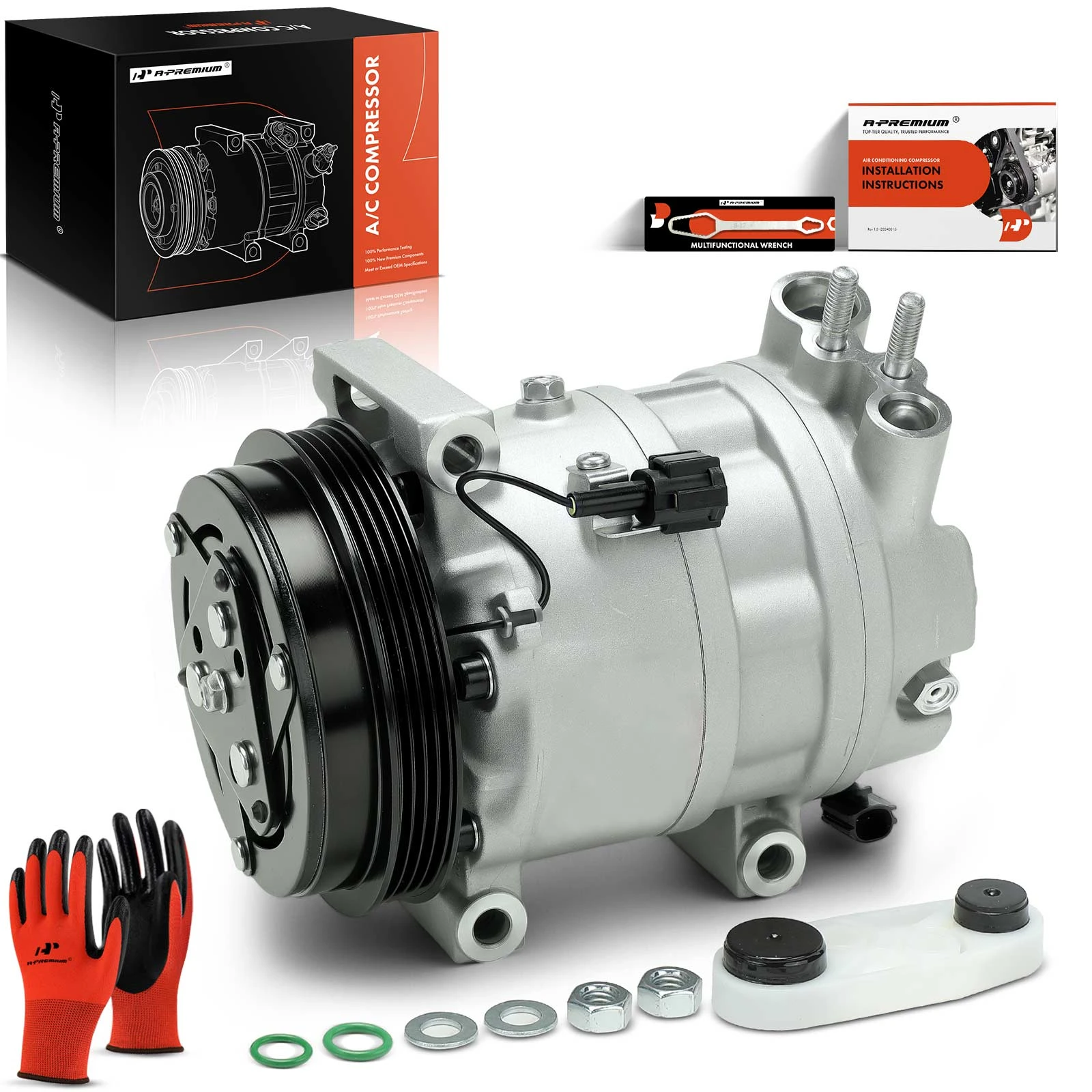 2003-2007 Infiniti G35 AC Compressor with Clutch with 4-Groove Pulley A-Premium APACC386