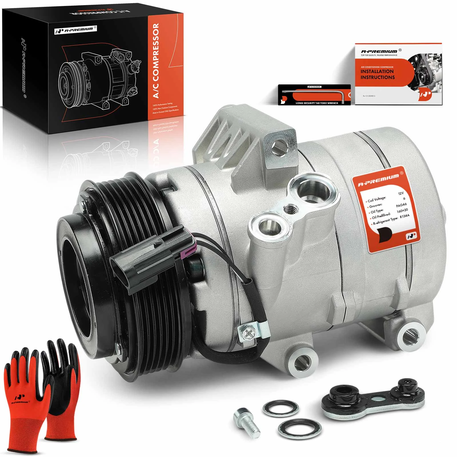 2006 Lincoln Zephyr AC Compressor with Clutch with 6-Groove Pulley A-Premium APACC239