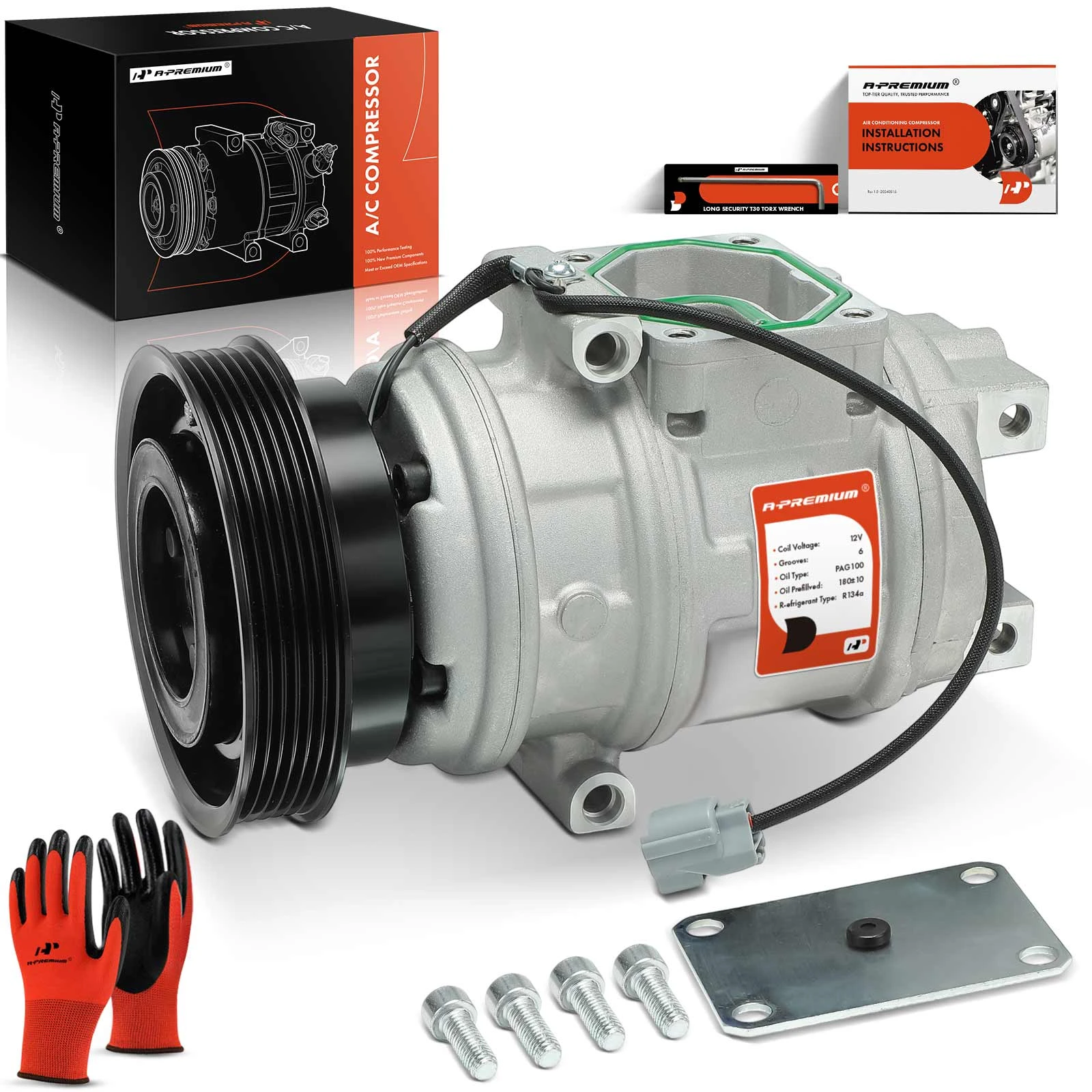 1997-1999 Acura CL AC Compressor with Clutch with 6-Groove Pulley A-Premium APACC147
