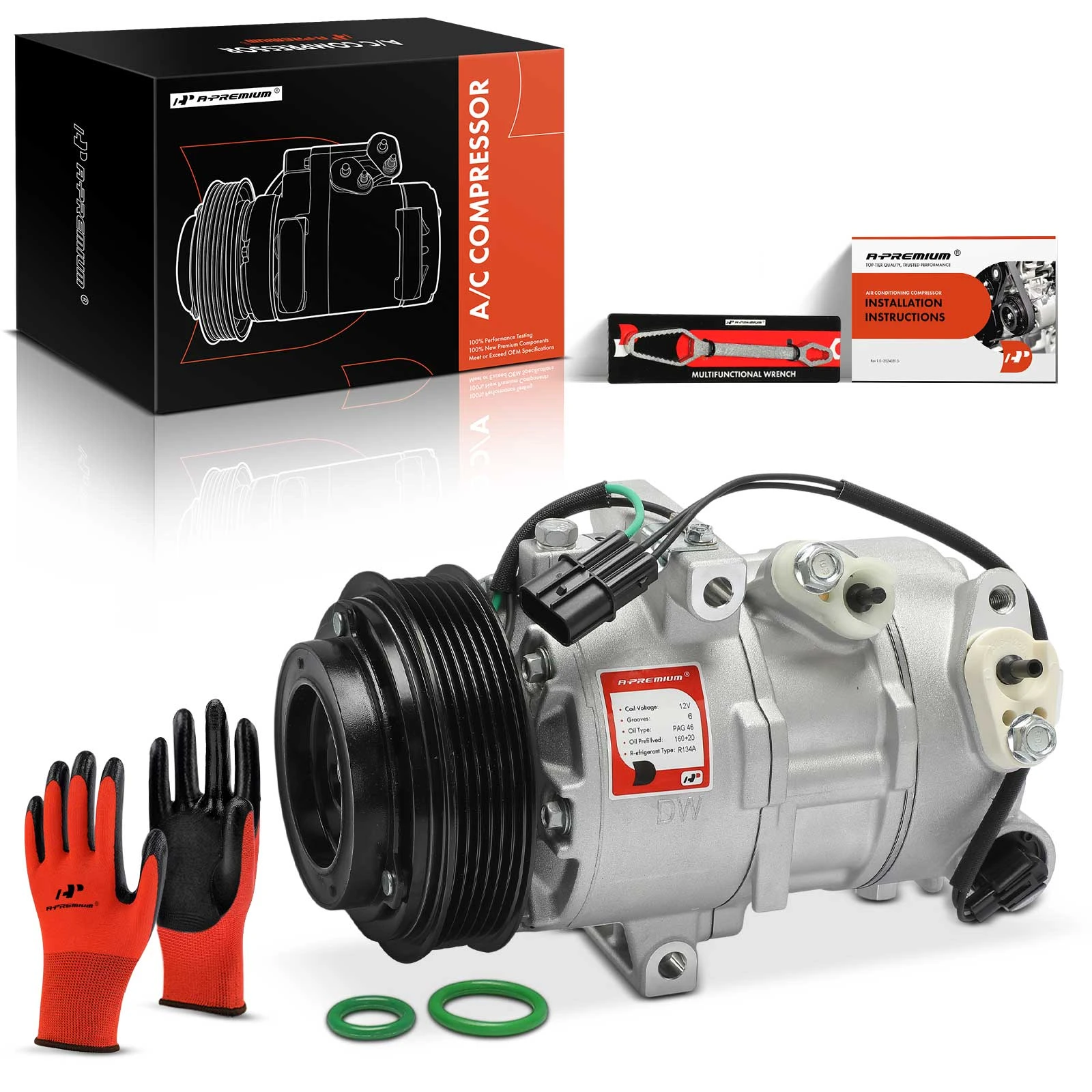 2020-2023 Hyundai Venue AC Compressor with Clutch with 6-Groove Pulley A-Premium APACC905