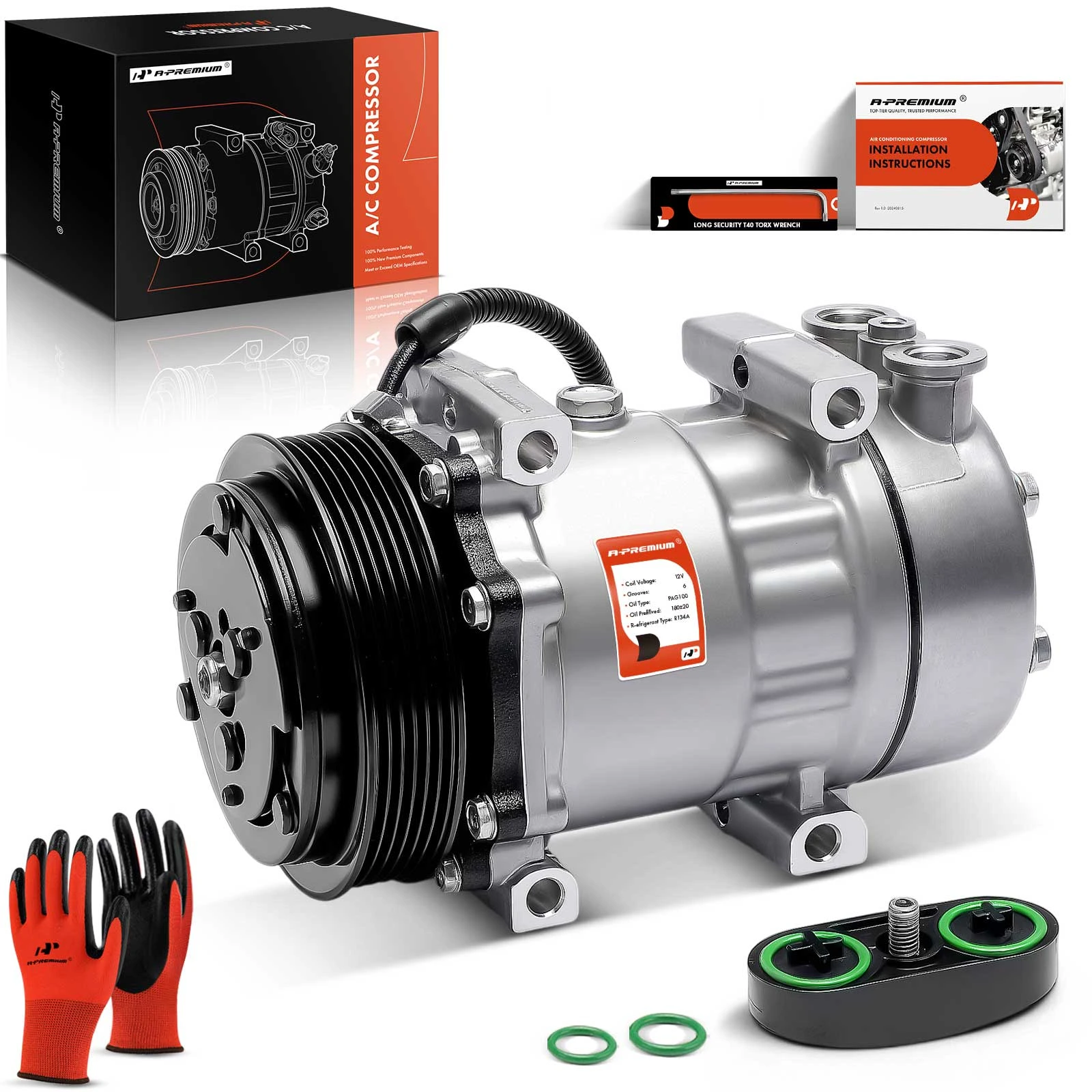 AC Compressor with Clutch & Pulley