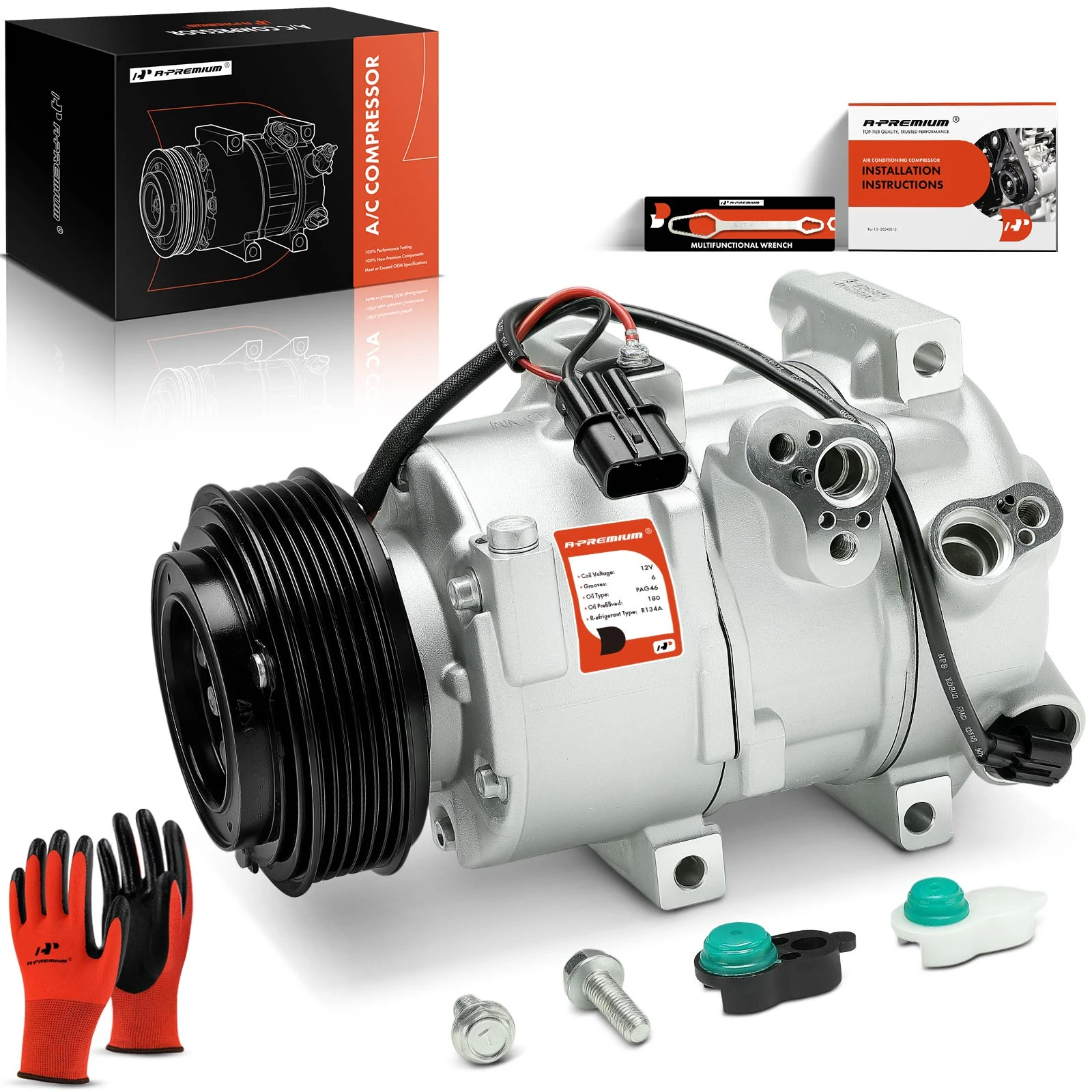 2020-2022 Hyundai Palisade AC Compressor with Clutch with 6-Groove Pulley A-Premium APACC681