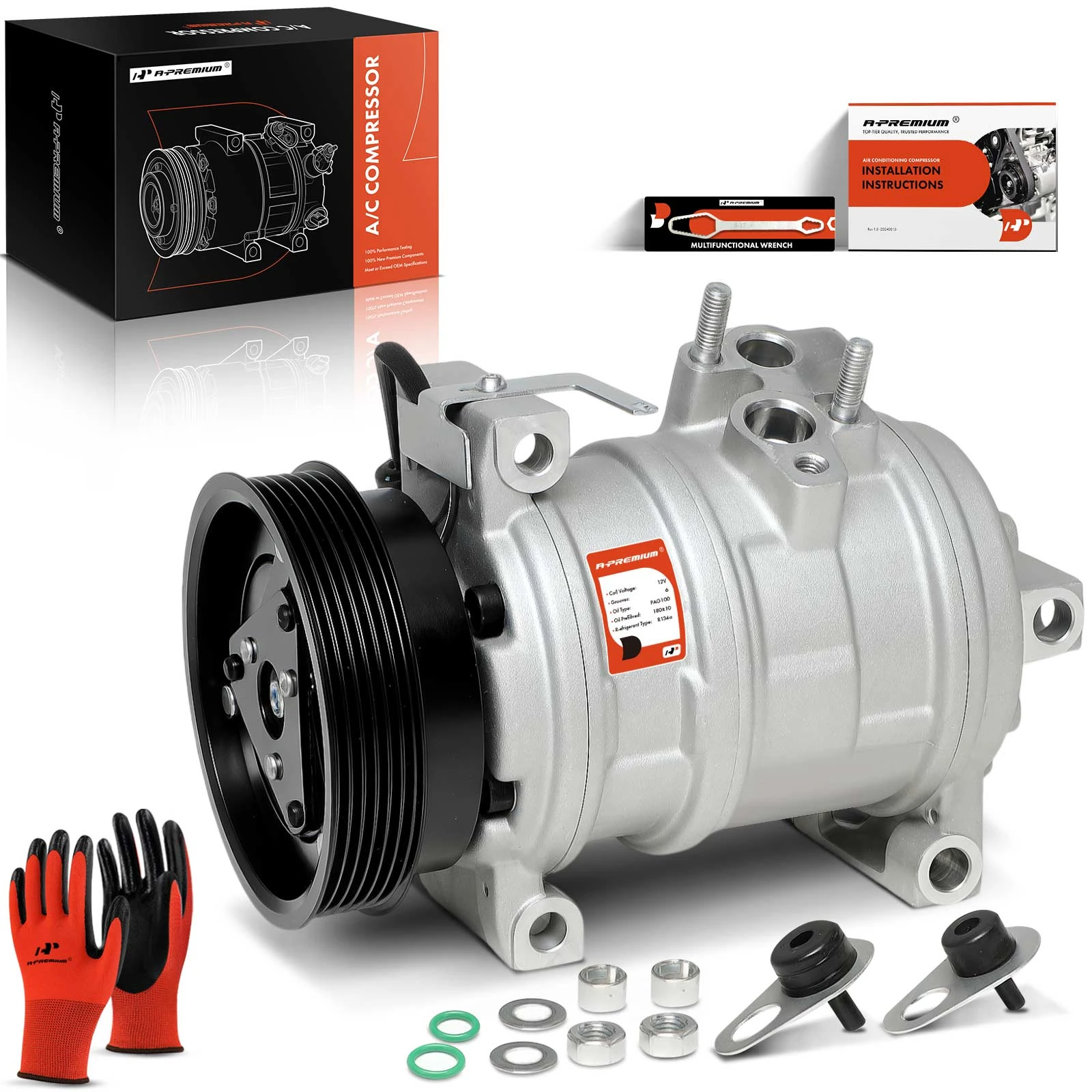 AC Compressor with Clutch & Pulley