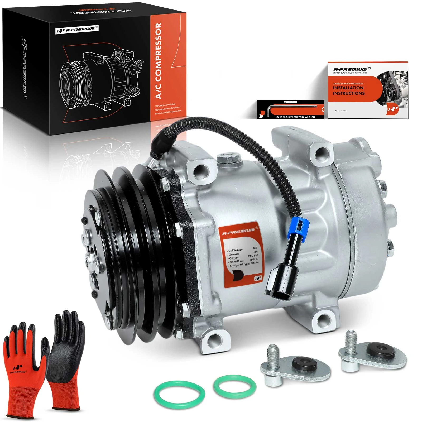 AC Compressor with Clutch & Pulley