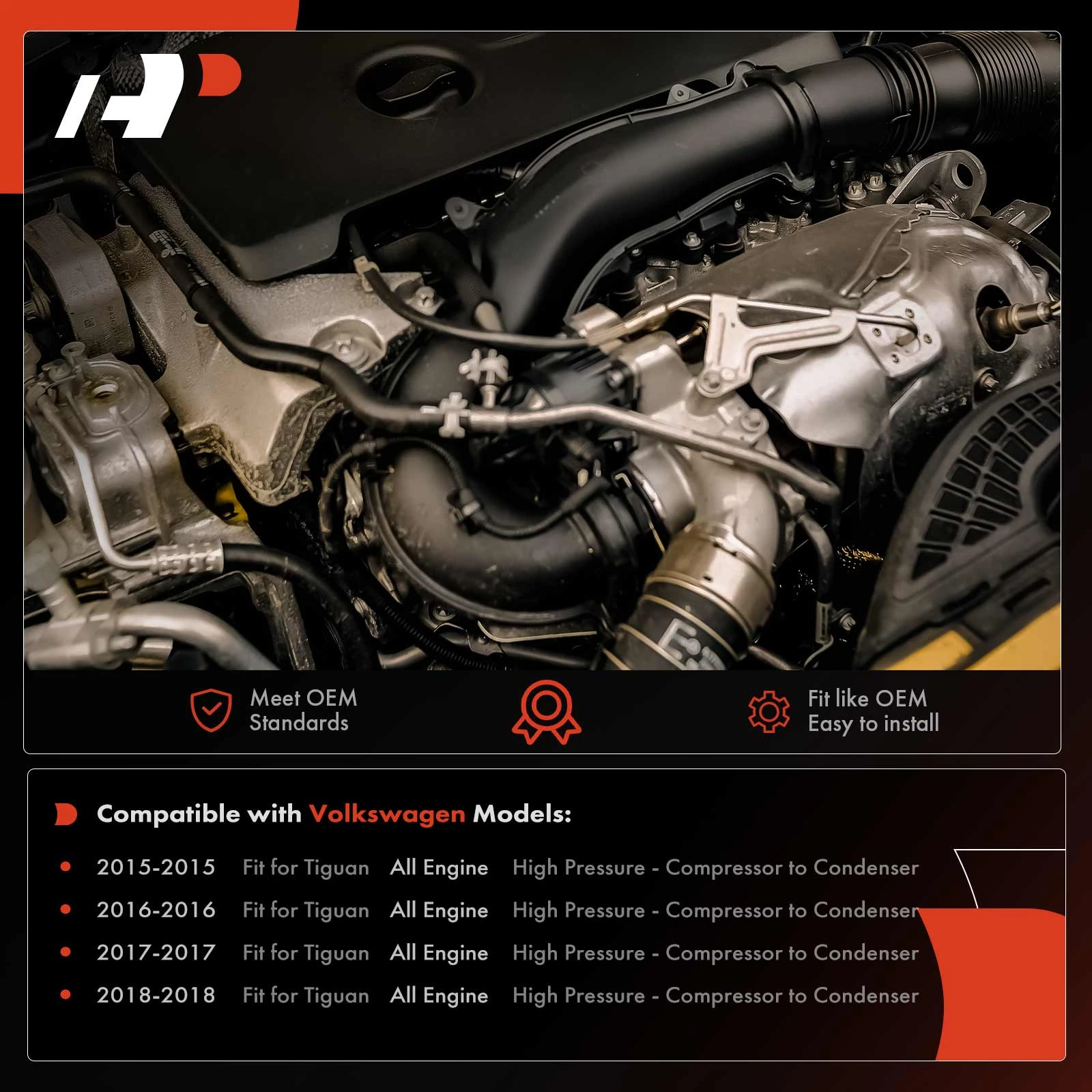 AC Discharge Line Hose for Volkswagen Tiguan 2015-2018