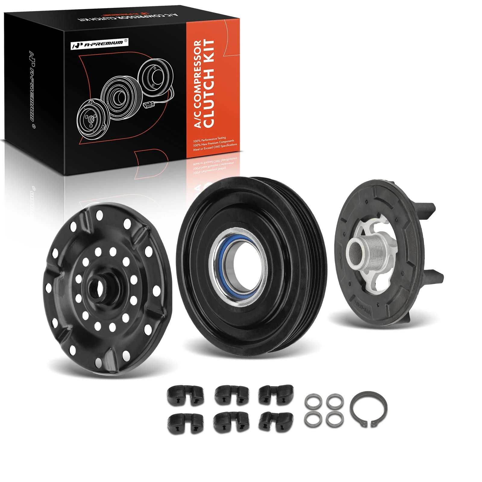 AC Compressor Clutch Kit with 4-Groove Pulley