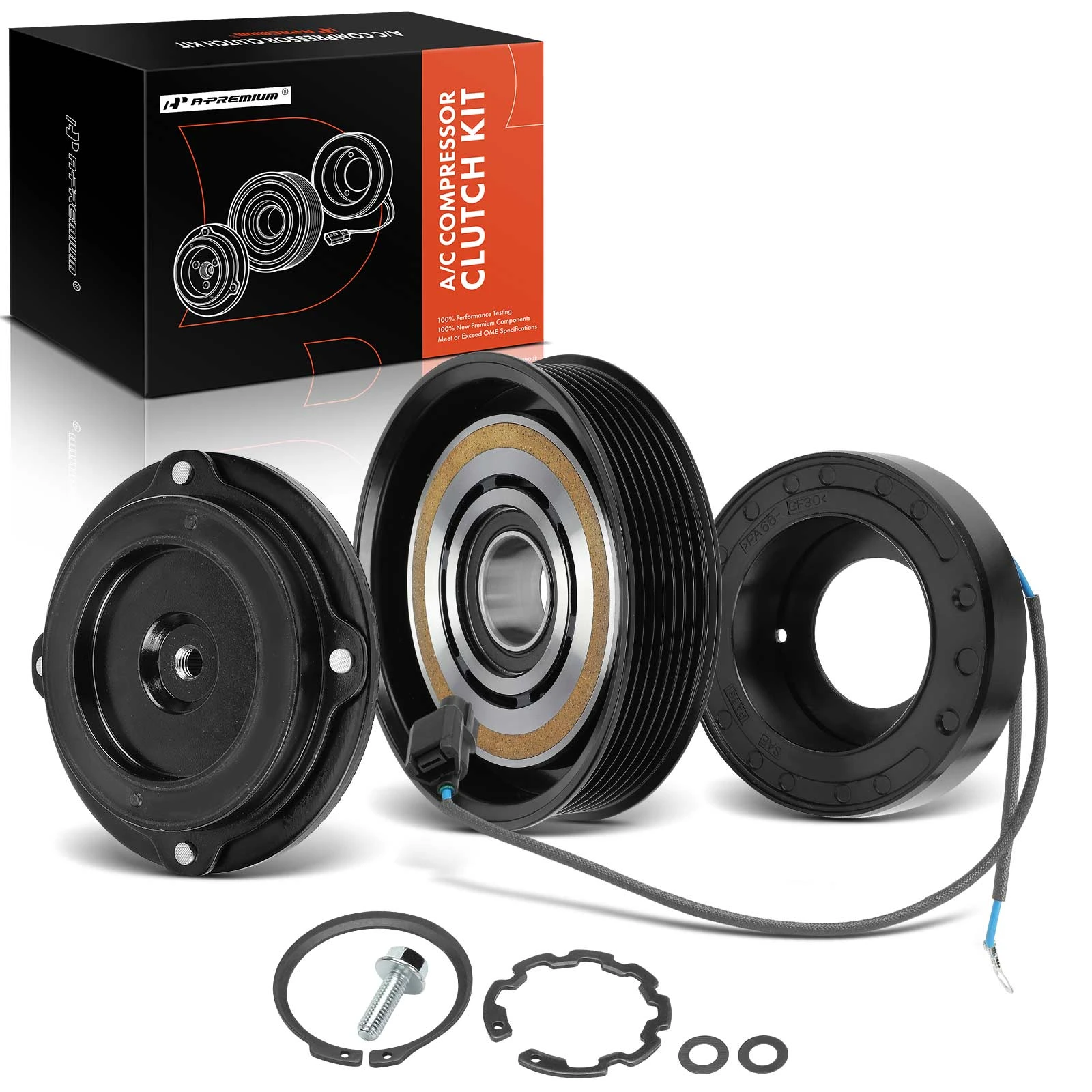 AC Compressor Clutch Kit with 7-Groove Pulley for 2008-2012 Honda Accord