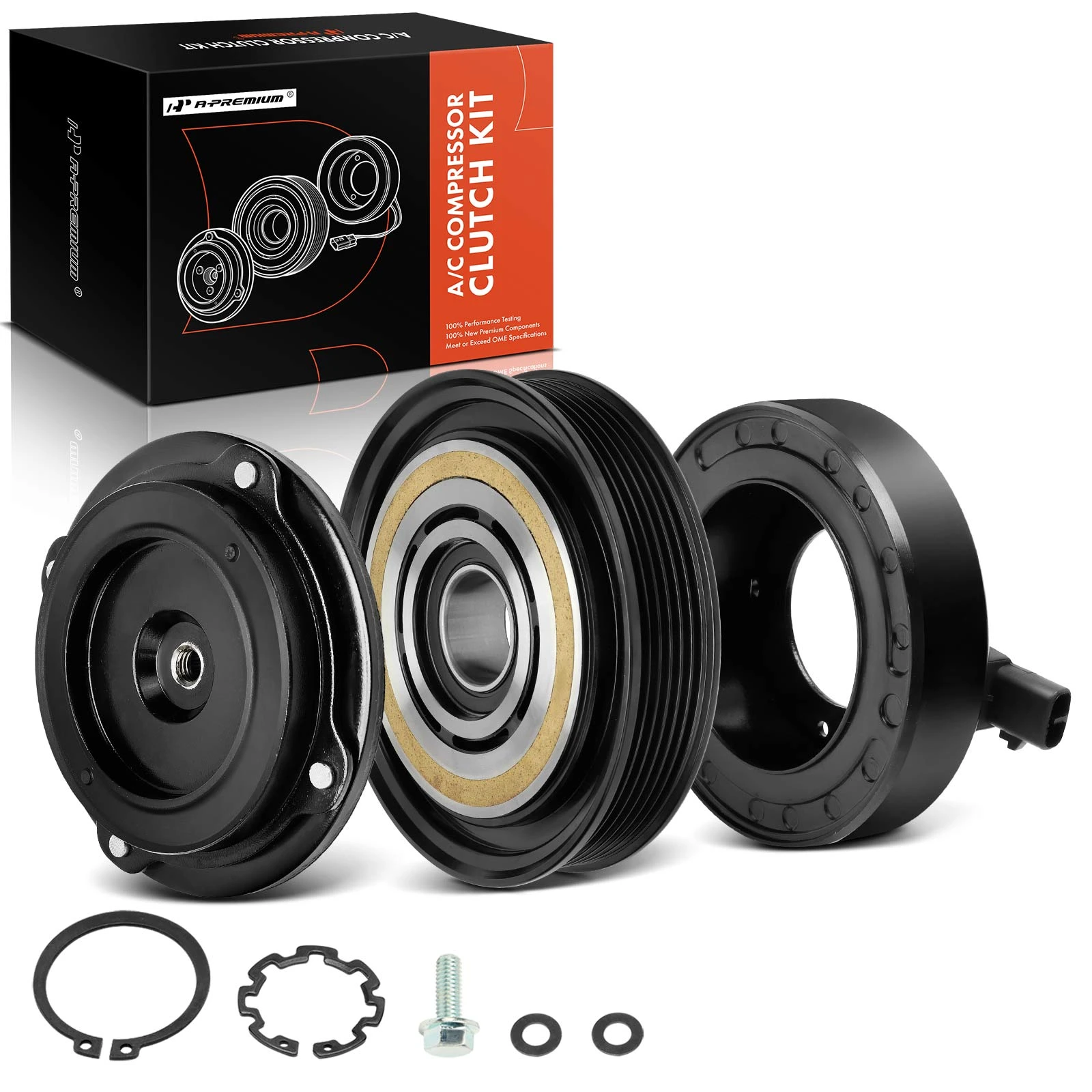 AC Compressor Clutch Kit with 6-Groove Pulley for 2008-2012 2014 Honda Accord